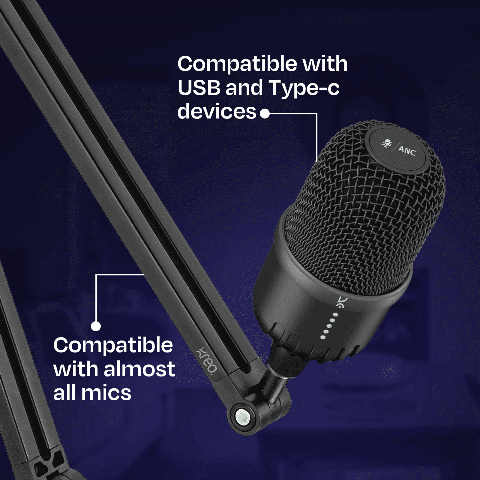 RecRod Condenser Mic + Boom arm Combo Kreo