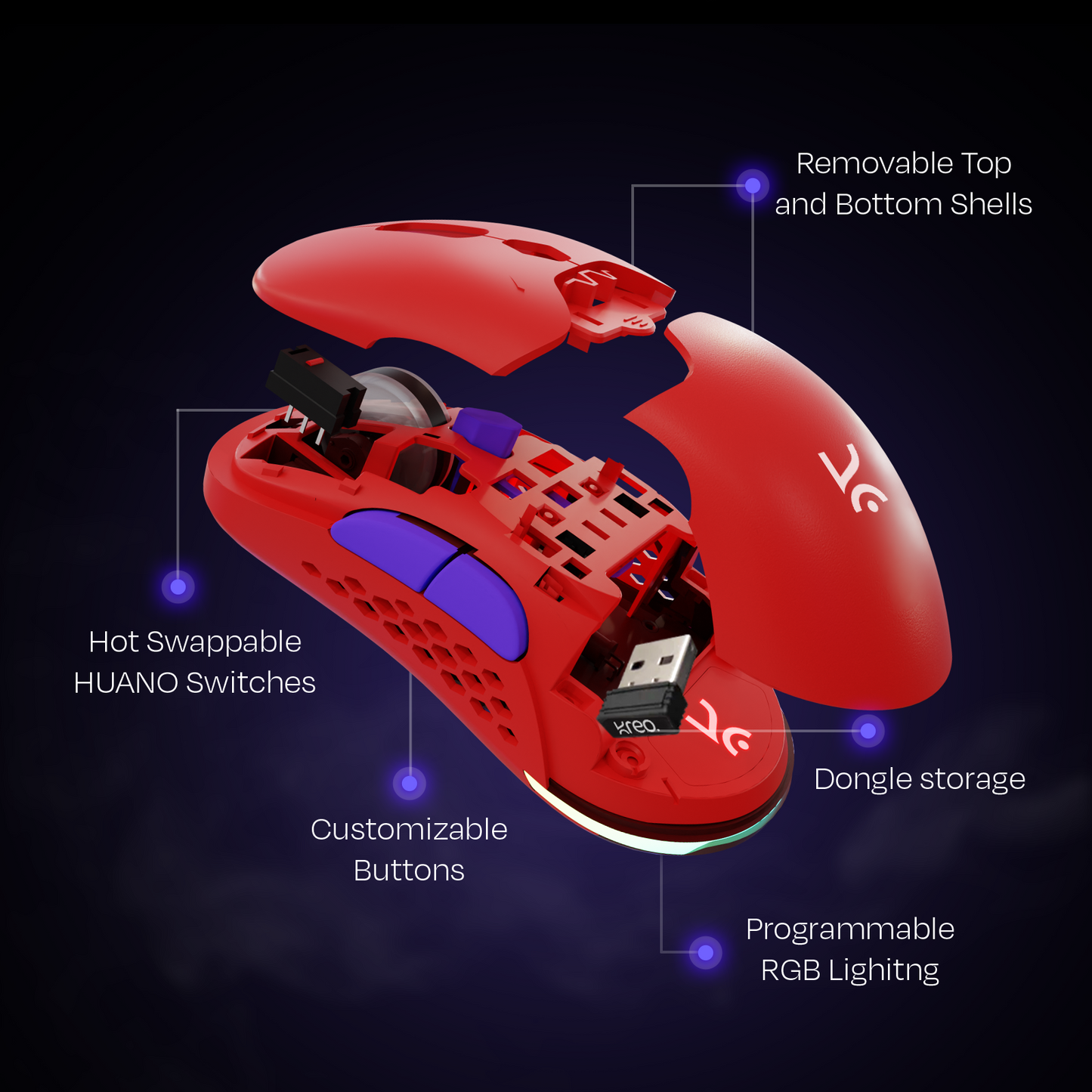 Chimera Red Wireless Gaming Mouse Kreo