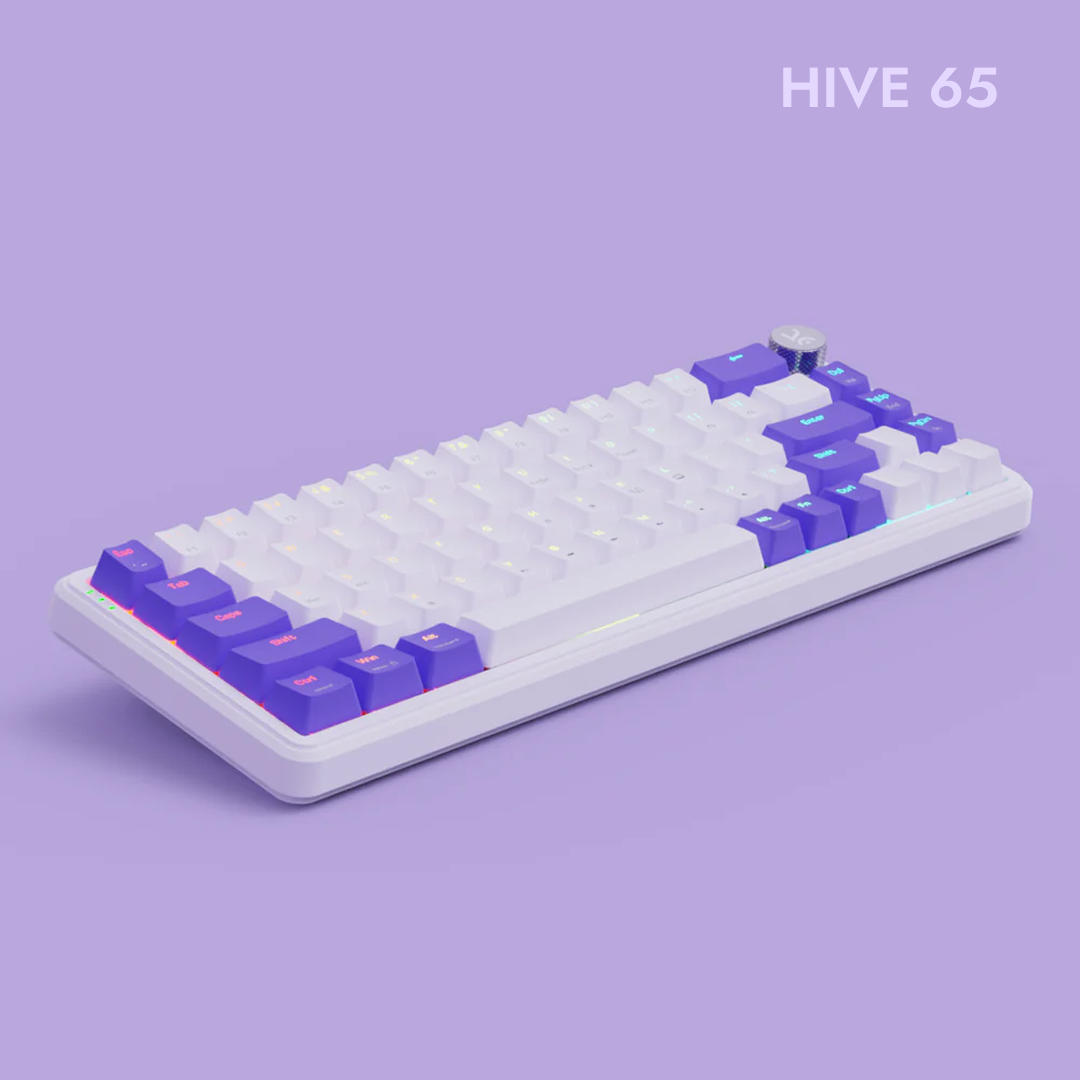 Hive65 White Purple Wired Mechanical Gaming Keyboard