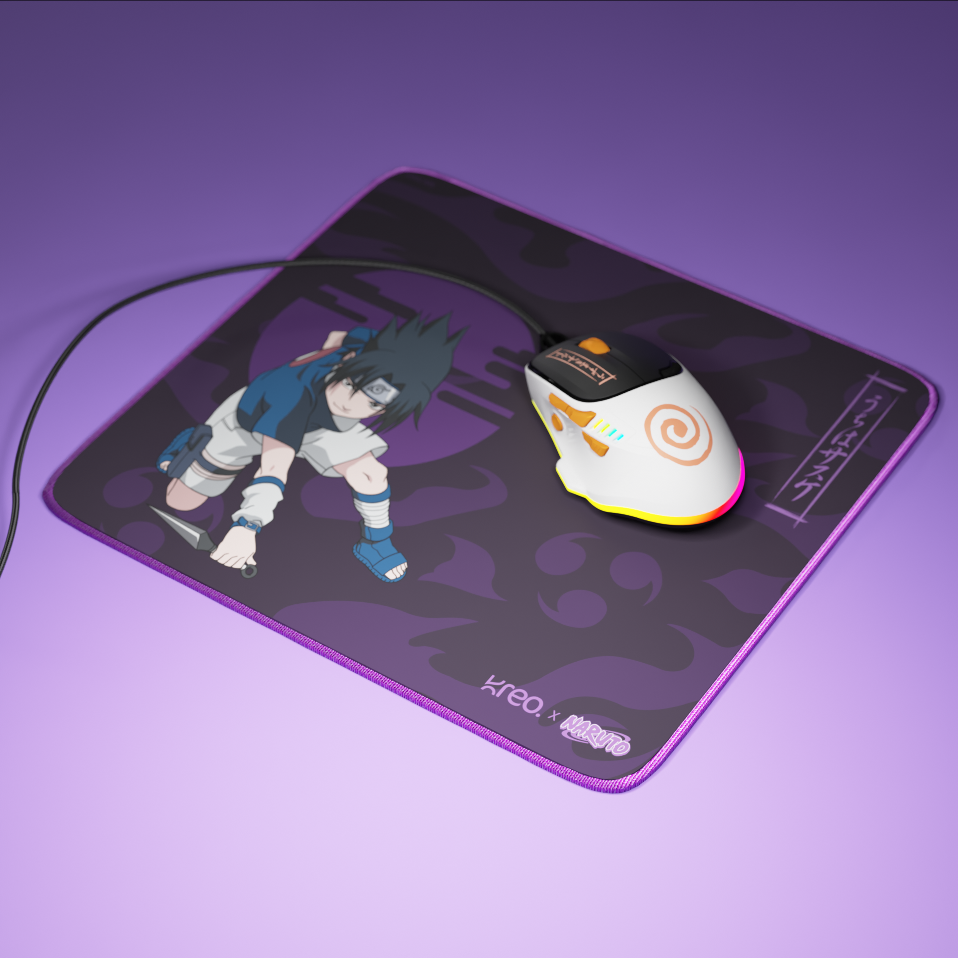 Hawk Naruto White Orange + Sasuke Mousepad Combo Kreo
