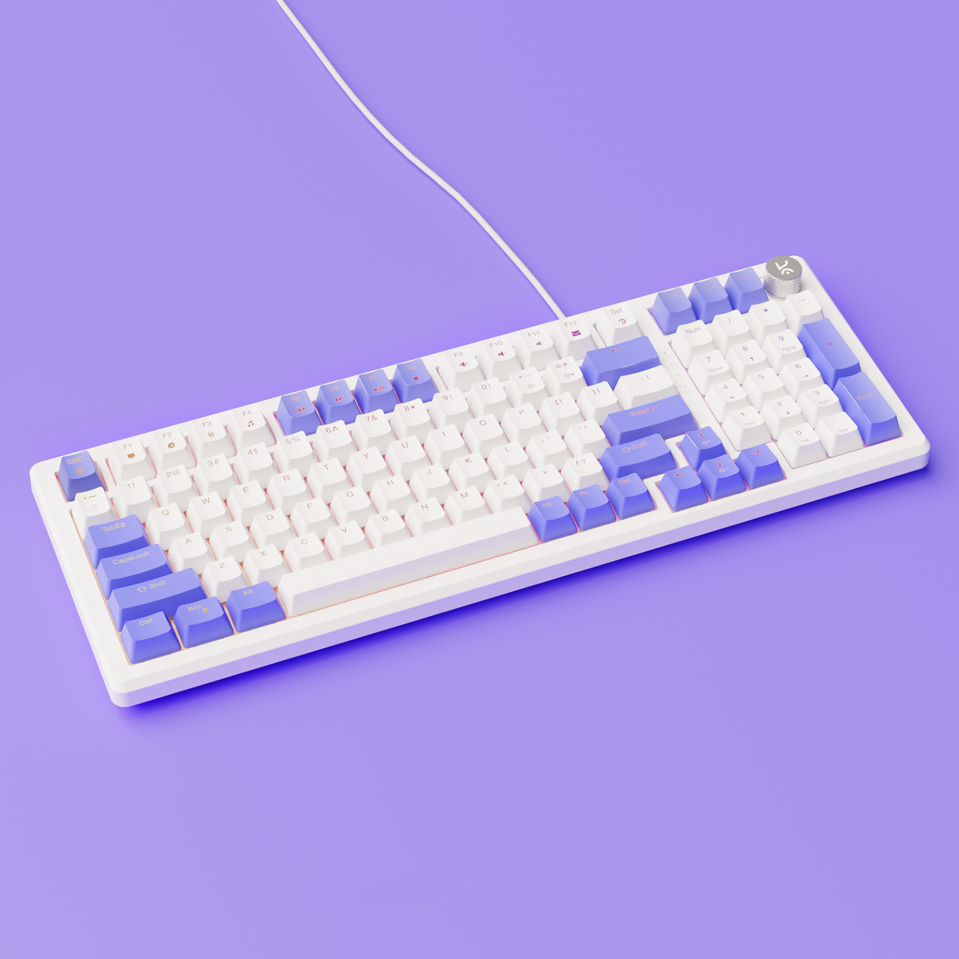 Hive Full-Size White - Purple Wired Gaming Keyboard Kreo