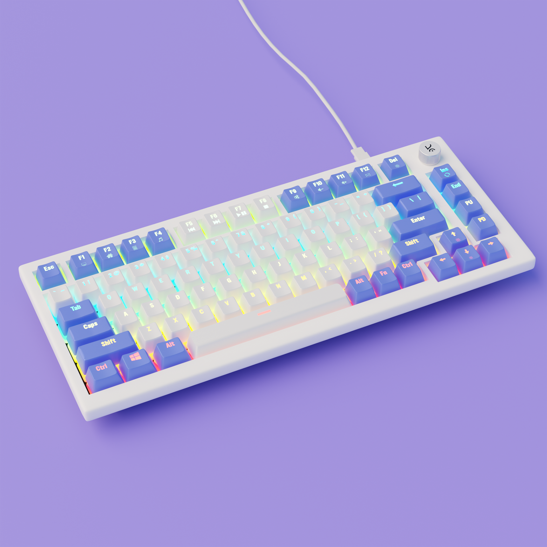 Hive White-Purple Wired Gaming Keyboard Kreo