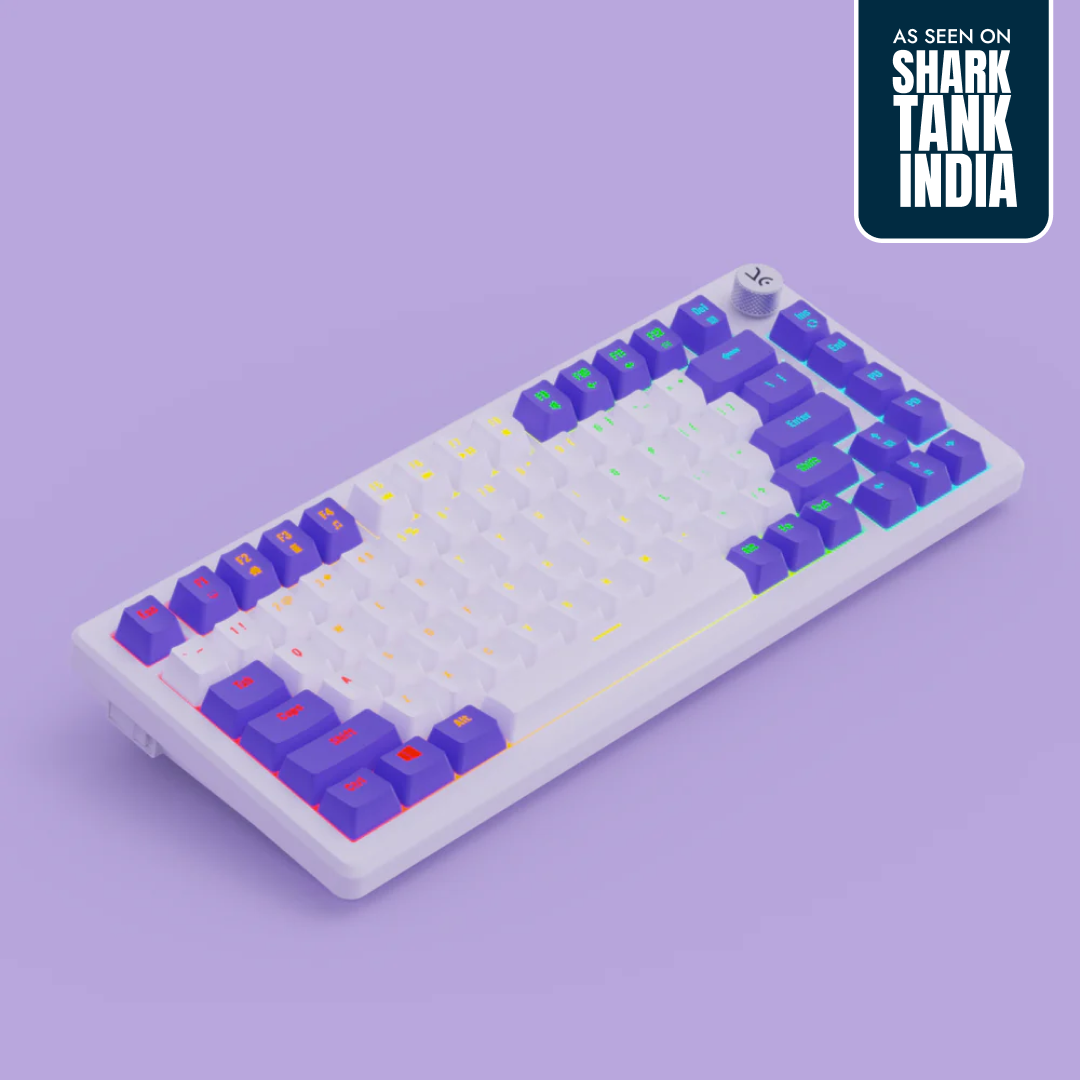 Hive75 White-Purple Wired Gaming Keyboard