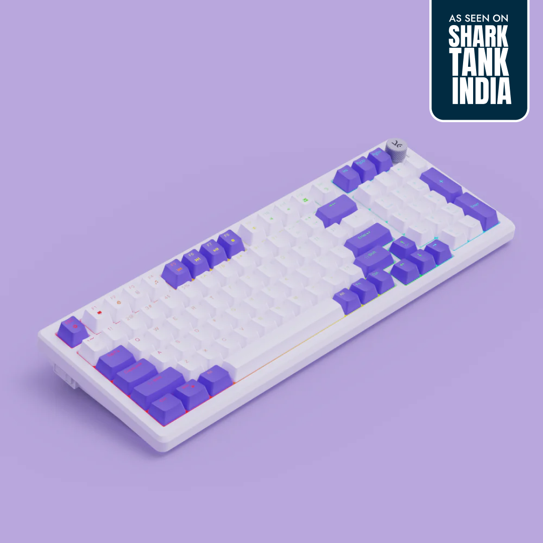Hive98 Full-Size White - Purple Wired Gaming Keyboard