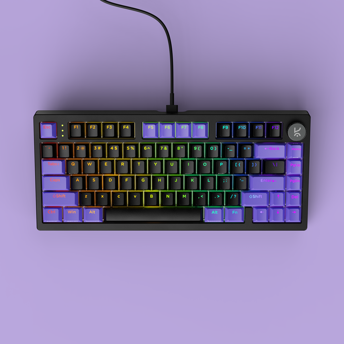 Hive75 V2 Black Purple Wired Mechanical Gaming Keyboard