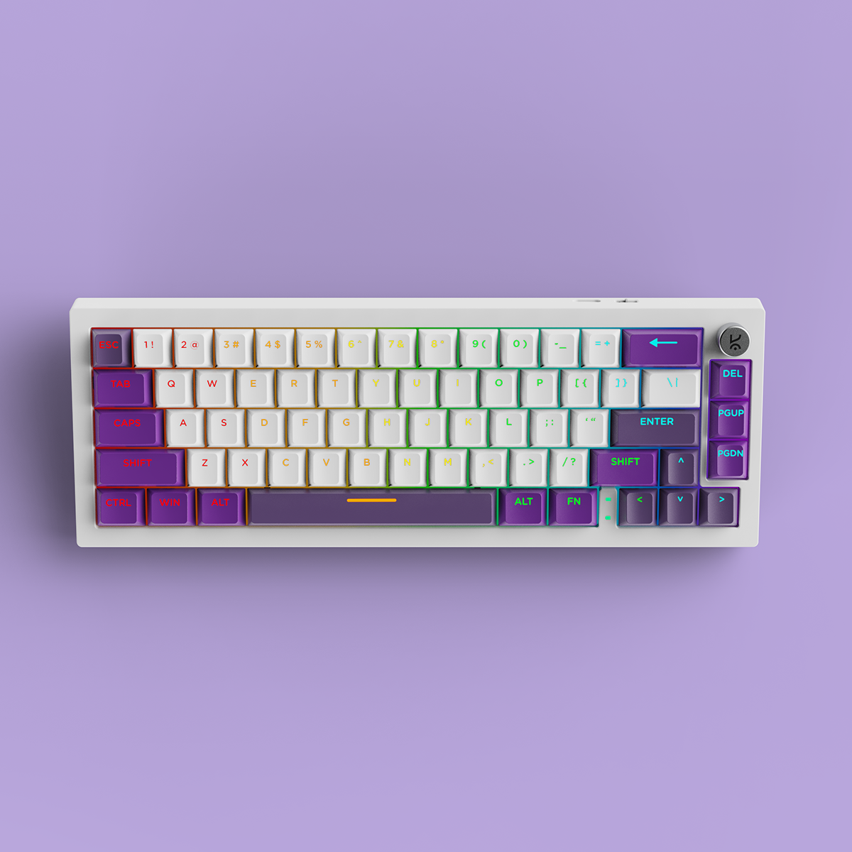 Swarm65 White Purple Wireless Mechanical Gaming Keyboard