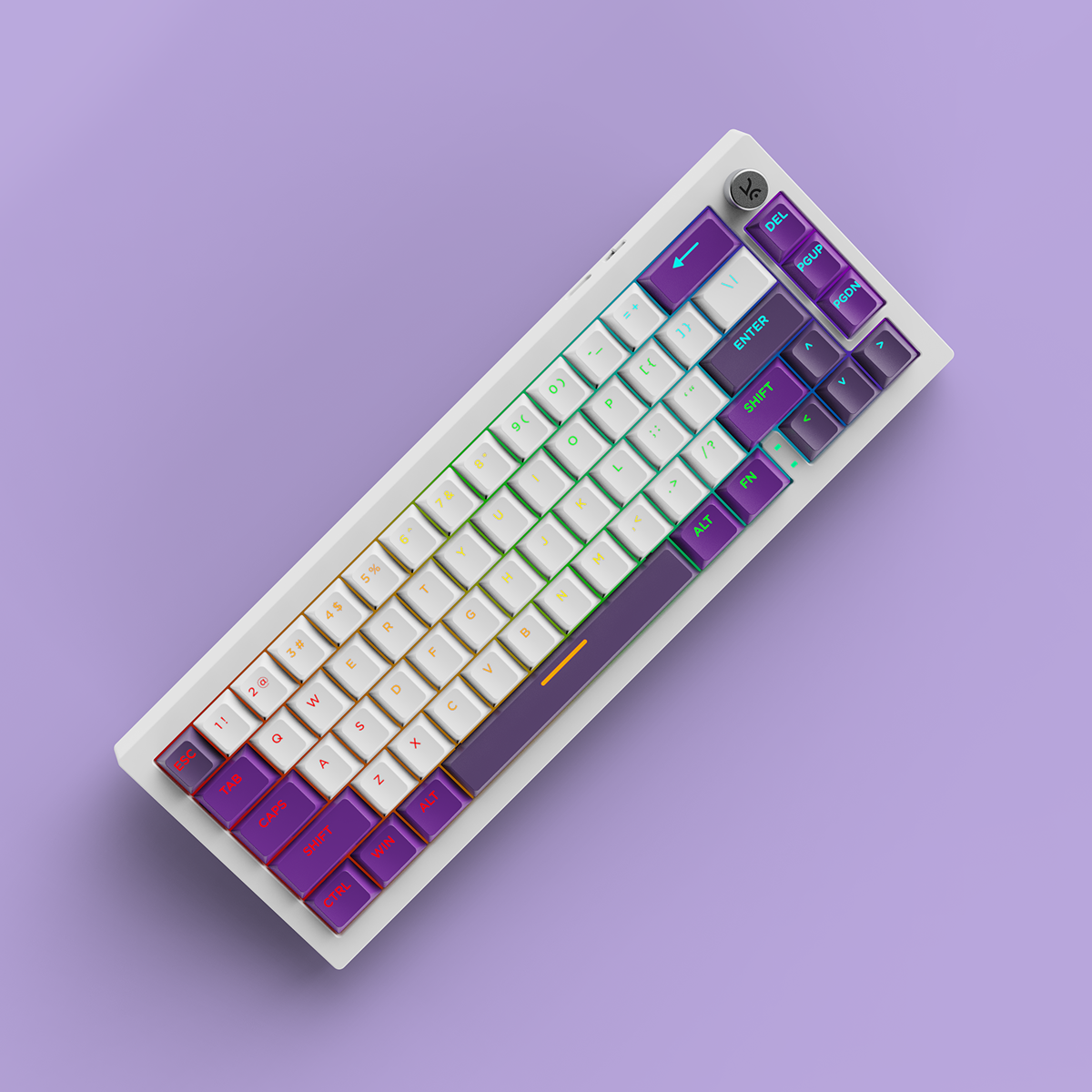Swarm65 White Purple Wireless Mechanical Gaming Keyboard
