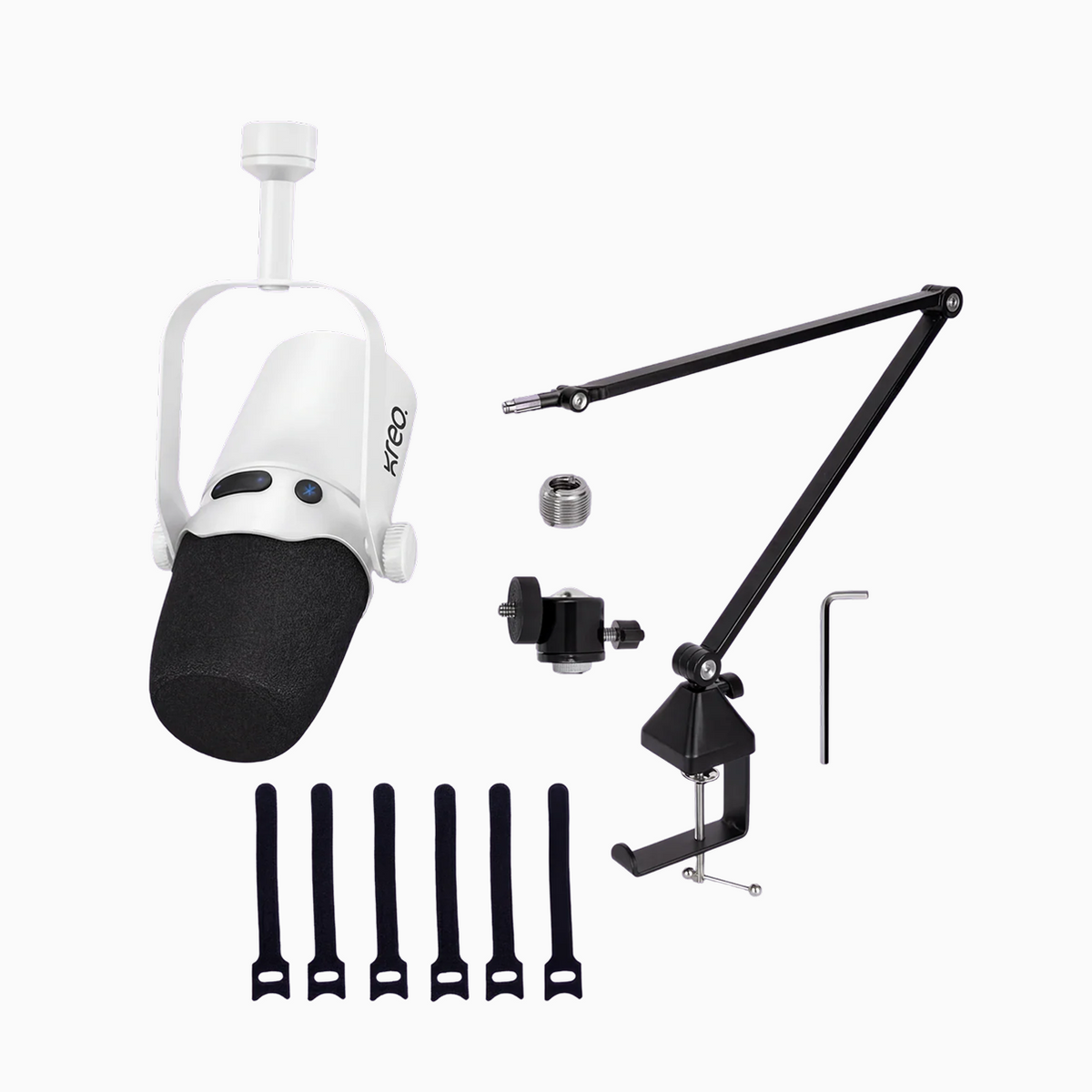 Kast White Dynamic Mic + Rod Pro Boom Arm Combo