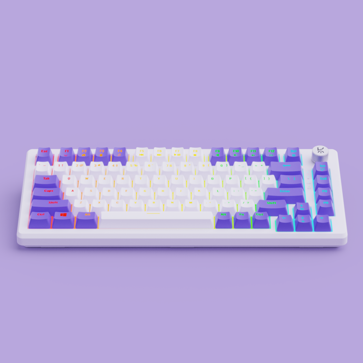 Hive75 White-Purple Wired Gaming Keyboard Kreo