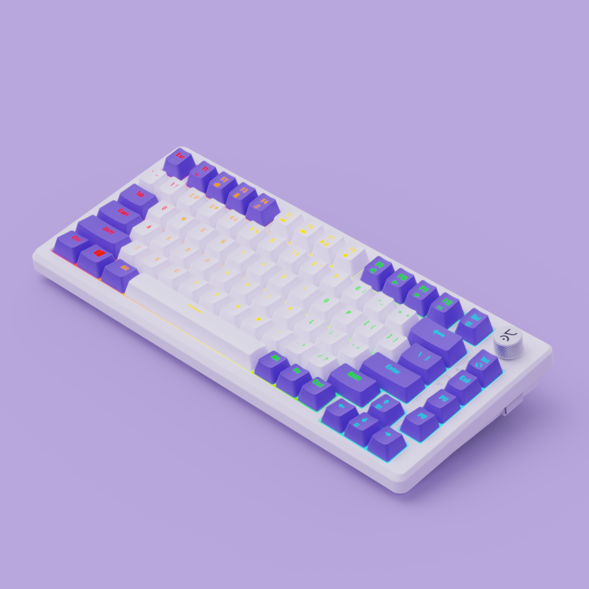 Hive75 White-Purple Wired Gaming Keyboard Kreo