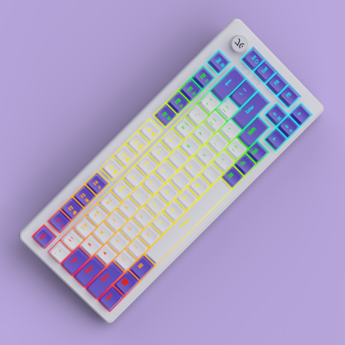 Hive75 White-Purple Wired Gaming Keyboard Kreo