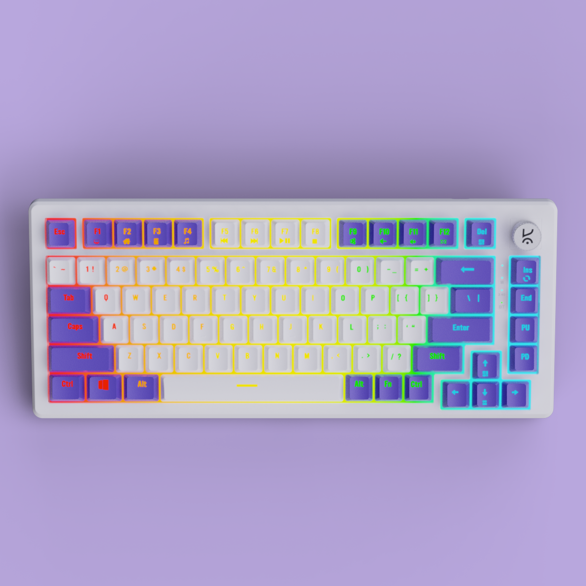 Hive75 White-Purple Wired Gaming Keyboard Kreo