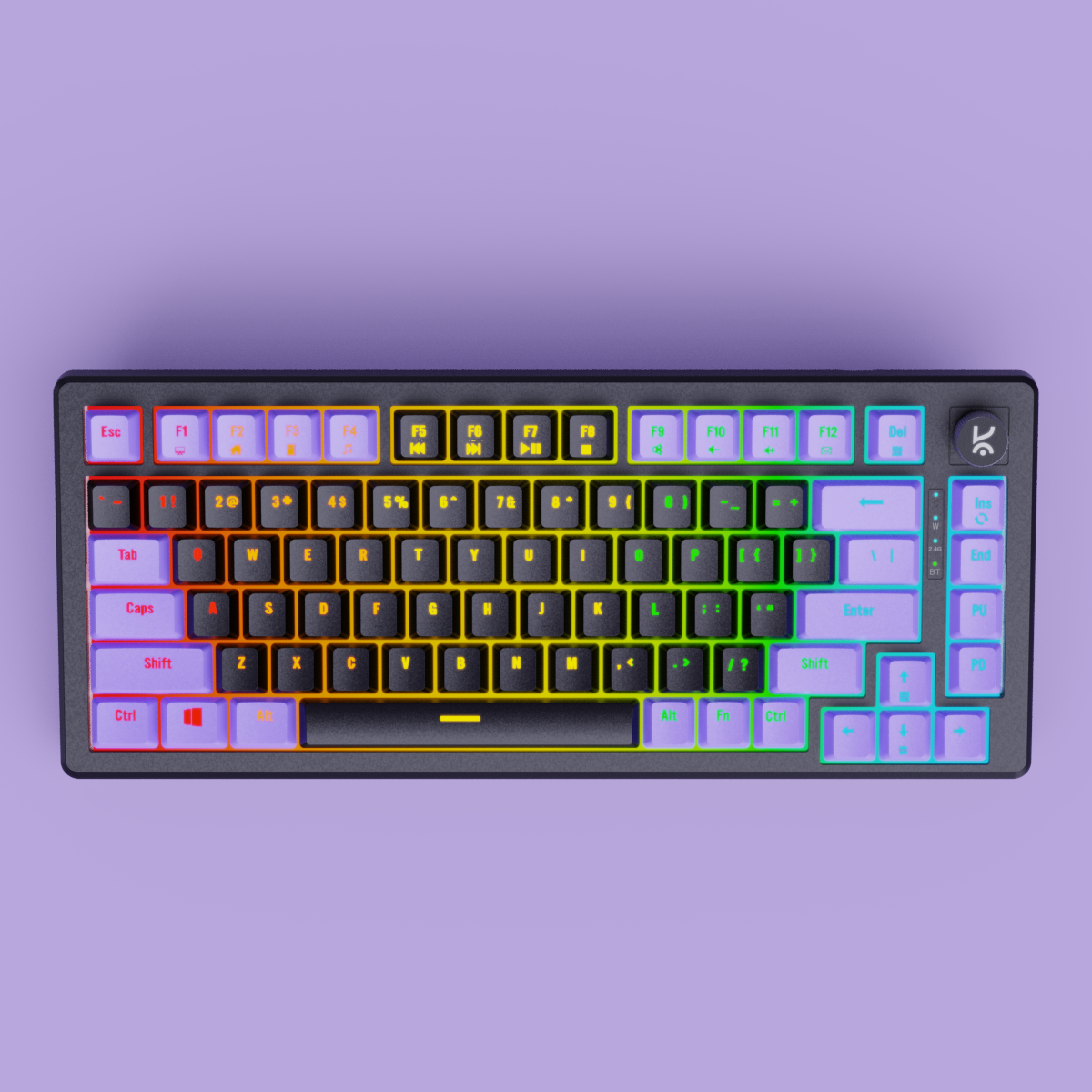 Hive75 Black - Purple Wired Gaming Keyboard Kreo