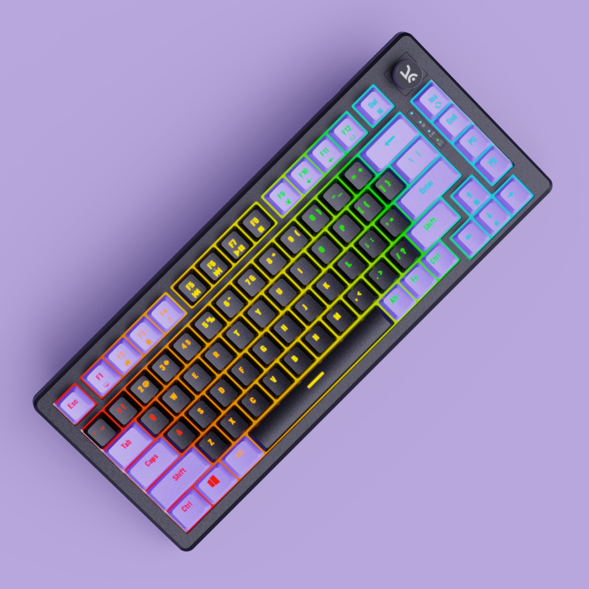 Hive75 Black - Purple Wired Gaming Keyboard Kreo