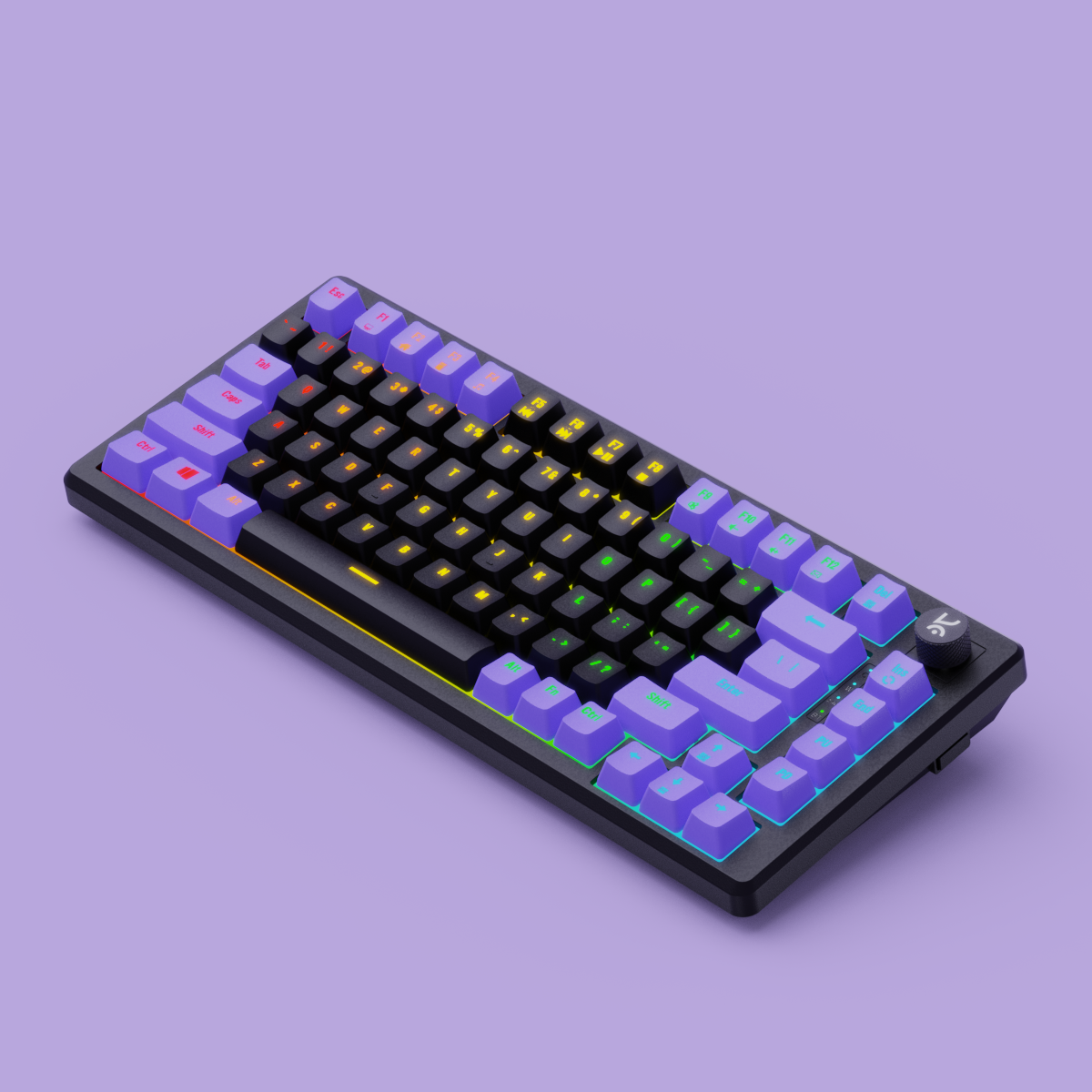 Hive75 Black - Purple Wired Gaming Keyboard Kreo