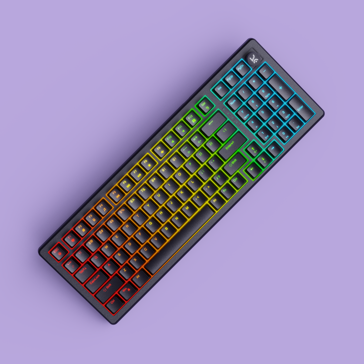 Hive98 Full-Size All Black Wired Gaming Keyboard Kreo