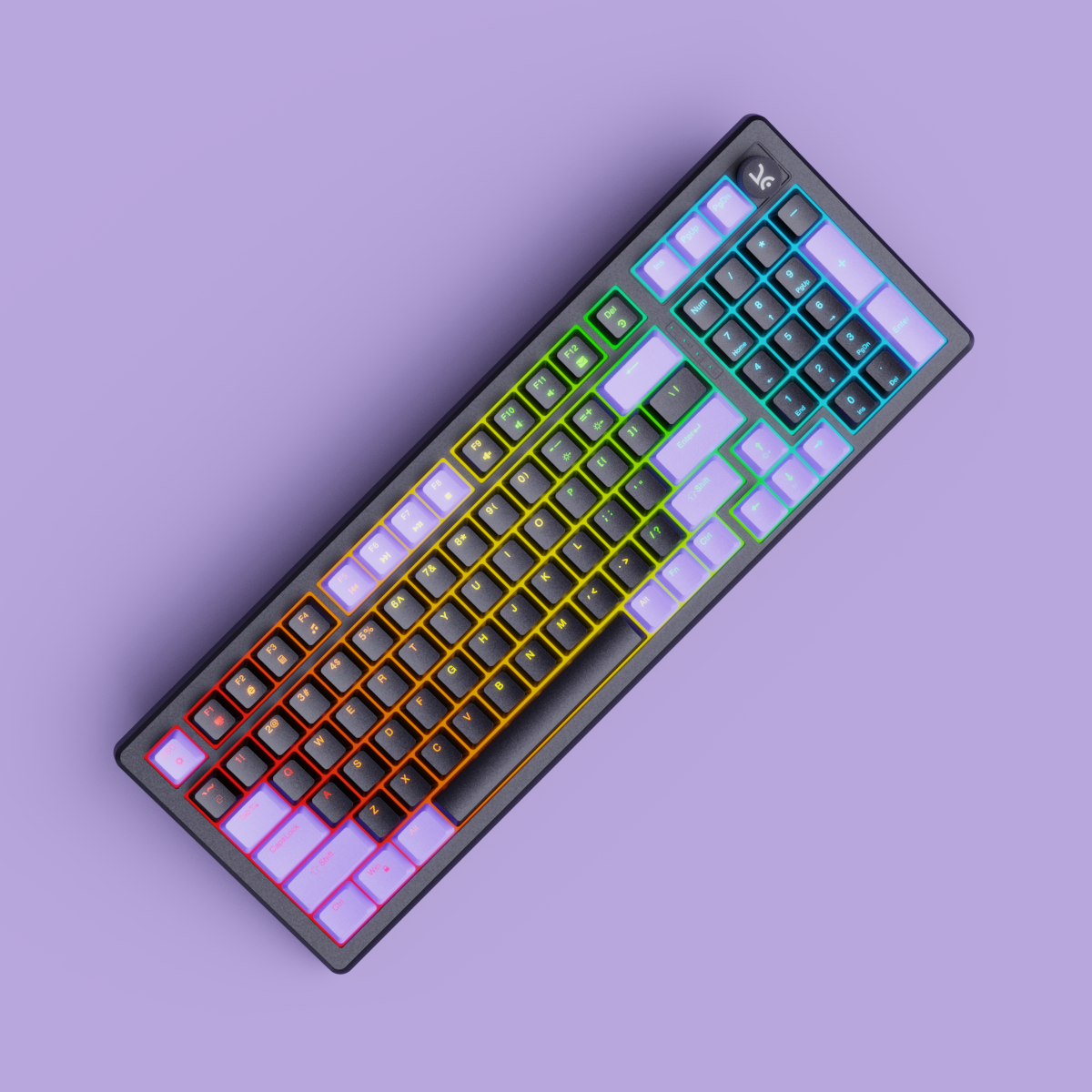 Hive98 Full-Size Black - Purple Wired Gaming Keyboard Kreo