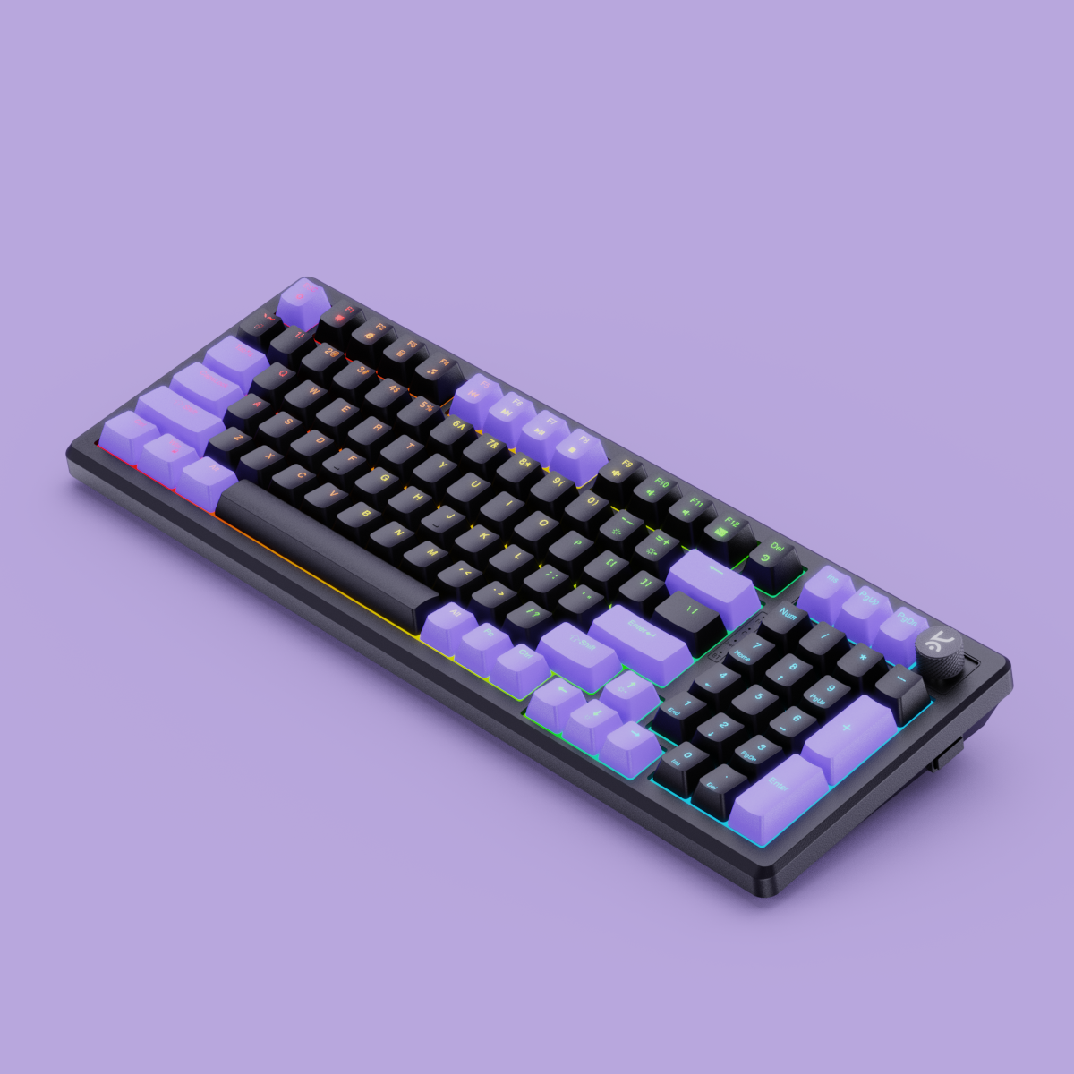Hive98 Full-Size Black - Purple Wired Gaming Keyboard Kreo