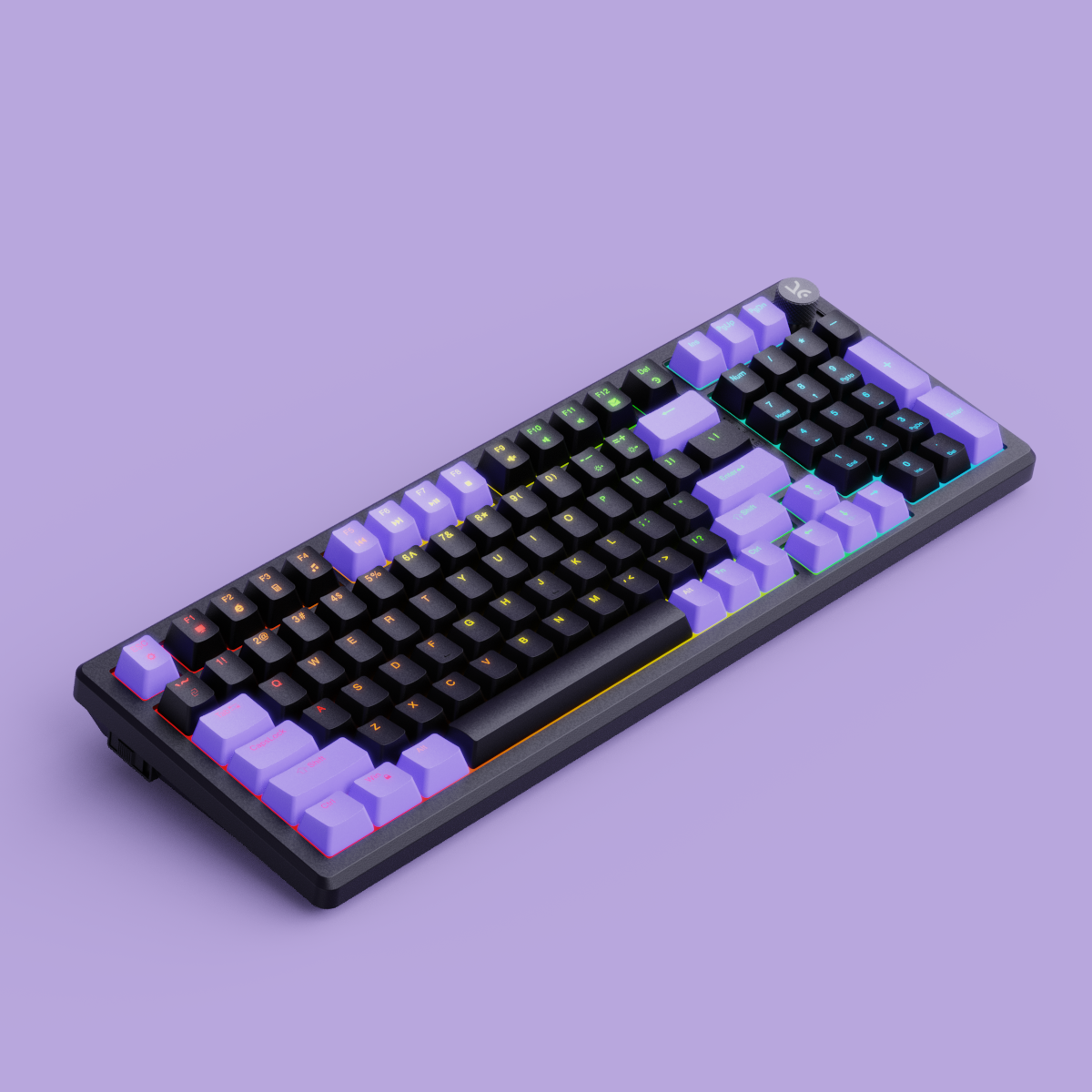 Hive98 Full-Size Black Purple Wired Gaming Keyboard – Kreo