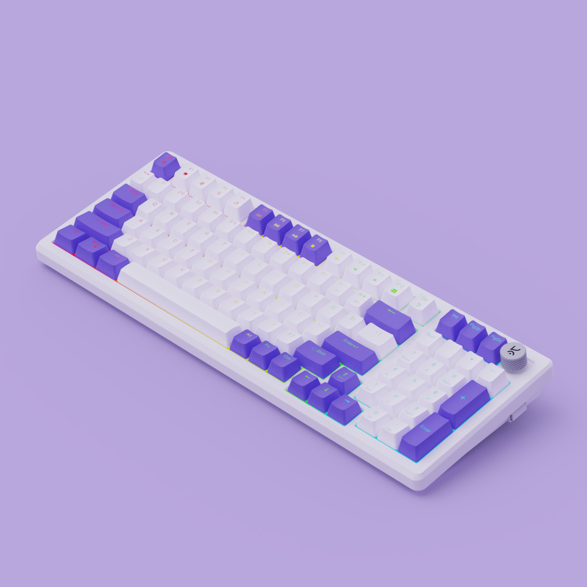 Hive98 Full-Size White - Purple Wired Gaming Keyboard Kreo