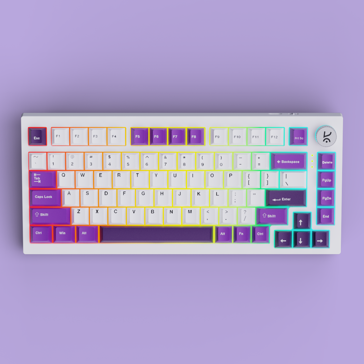 Swarm White Purple Wireless Gaming Keyboard Kreo