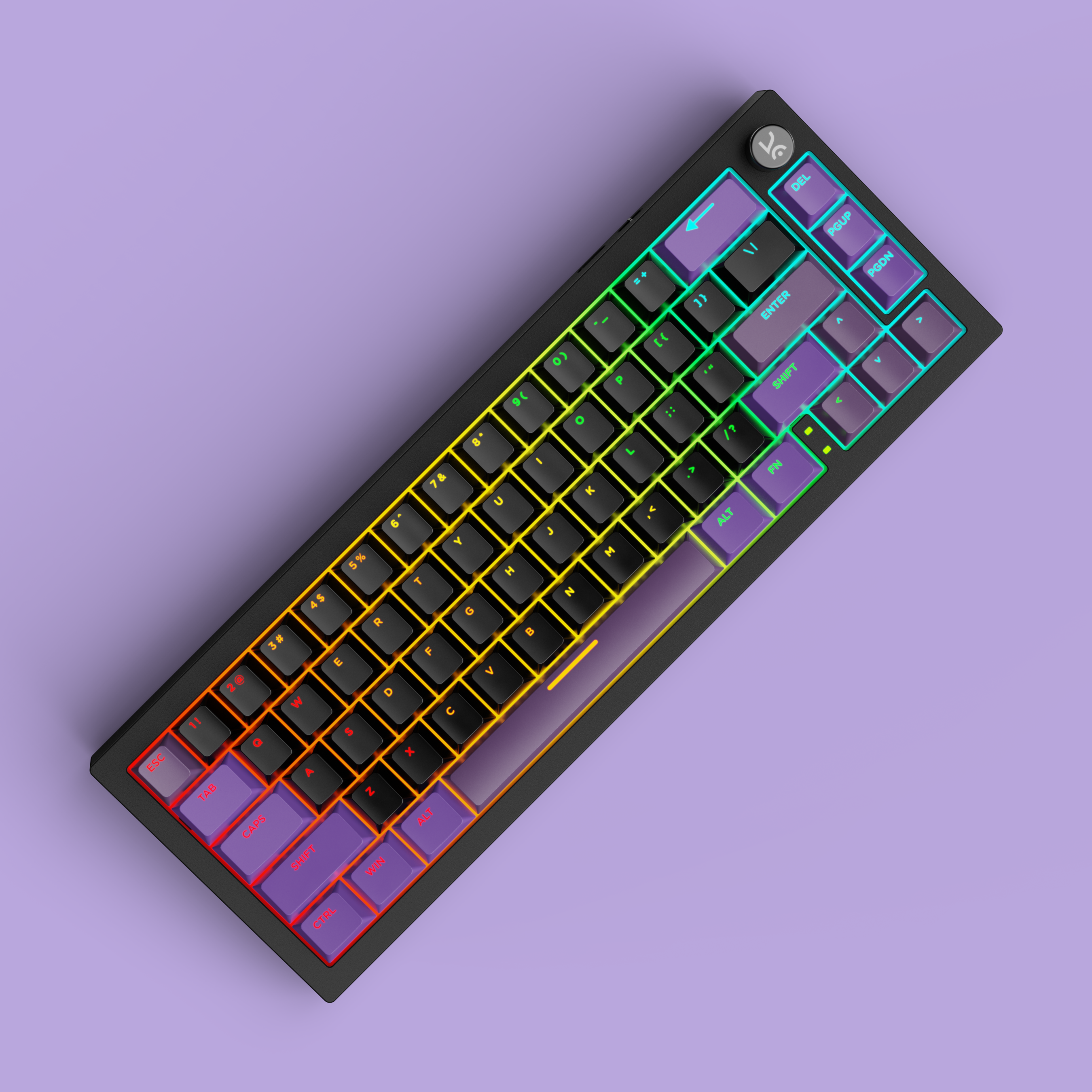 Swarm65 Black Purple Wireless Mechanical Gaming Keyboard