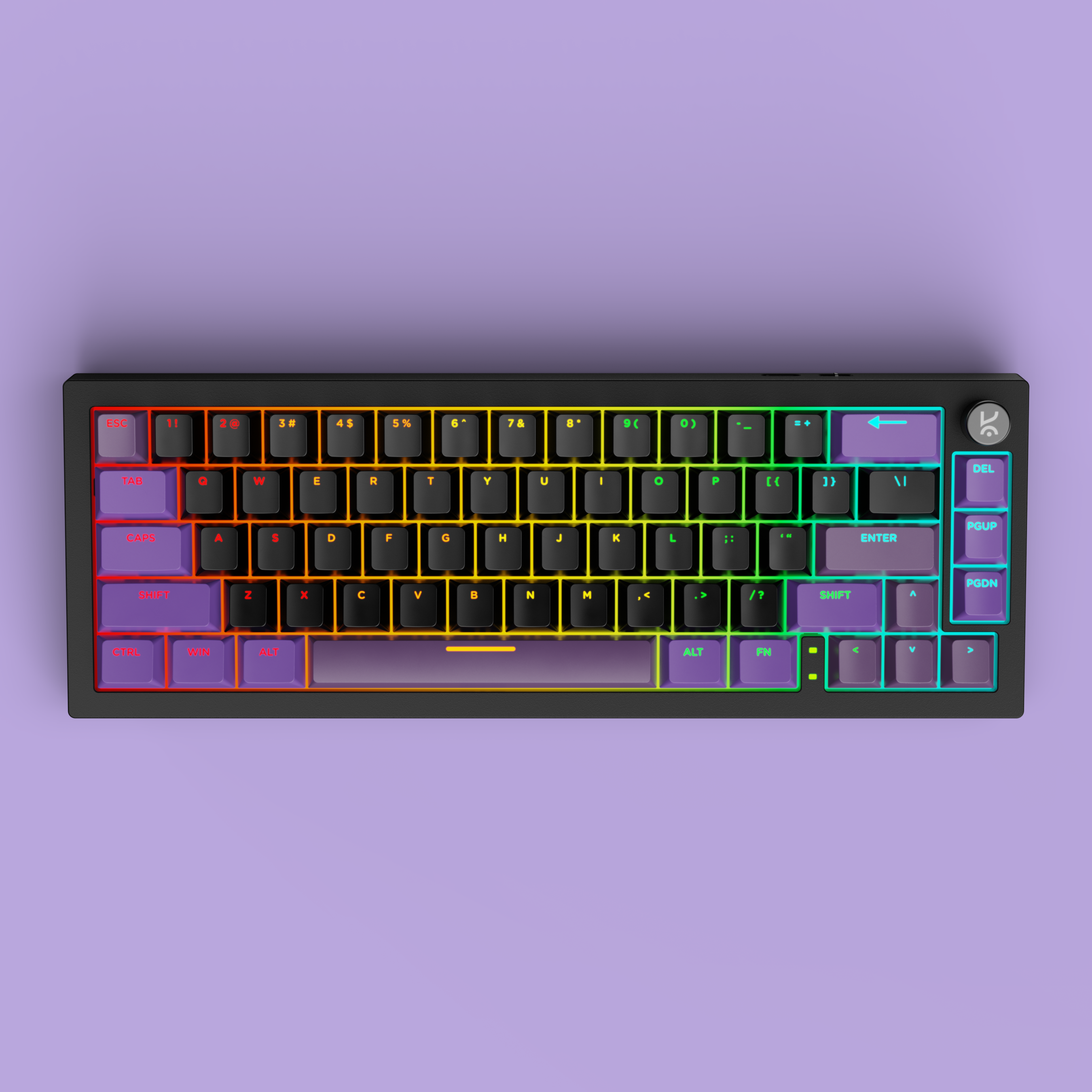 Swarm65 Black Purple Wireless Mechanical Gaming Keyboard