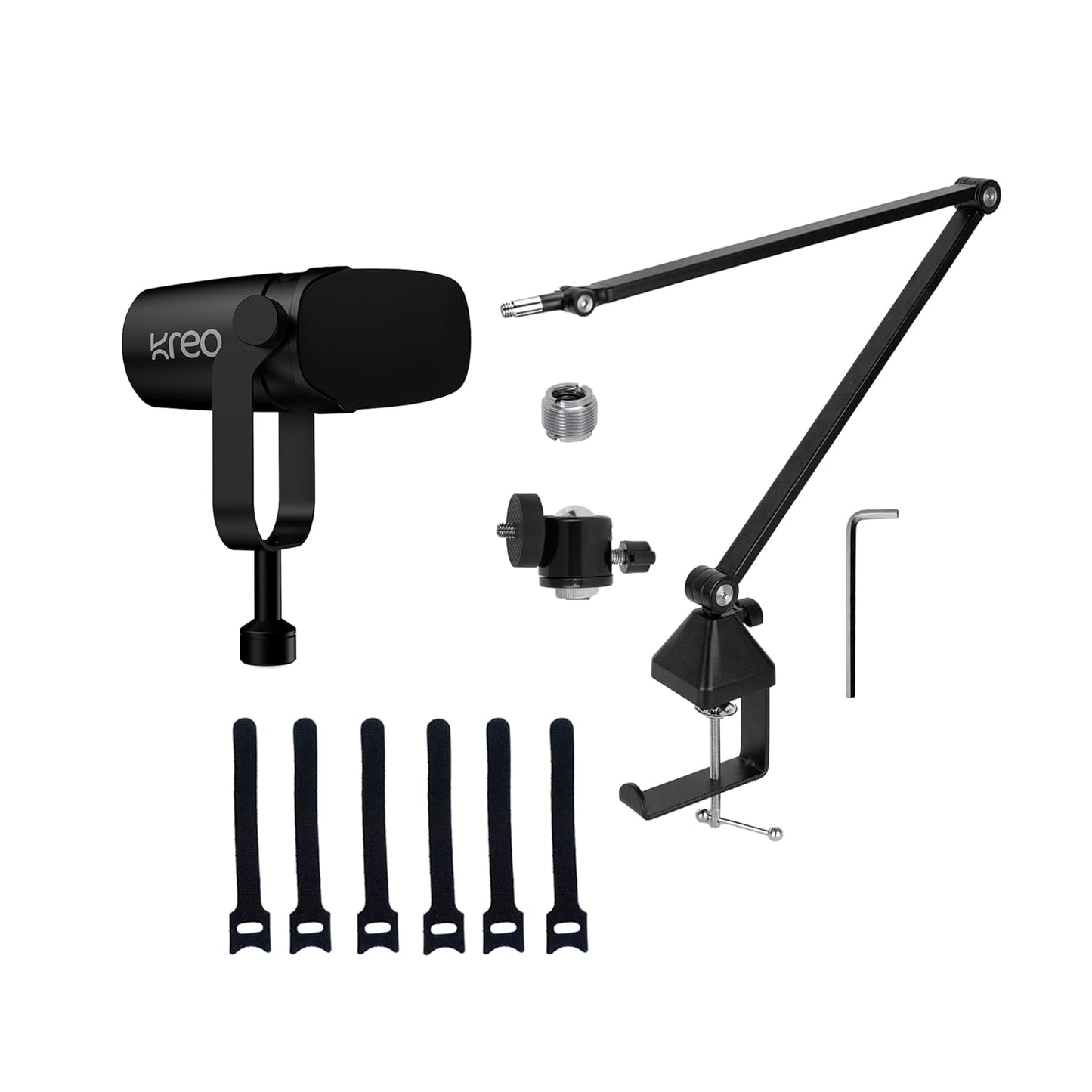 Kast Black Dynamic Mic + Rod Pro Boom Arm Combo Kreo