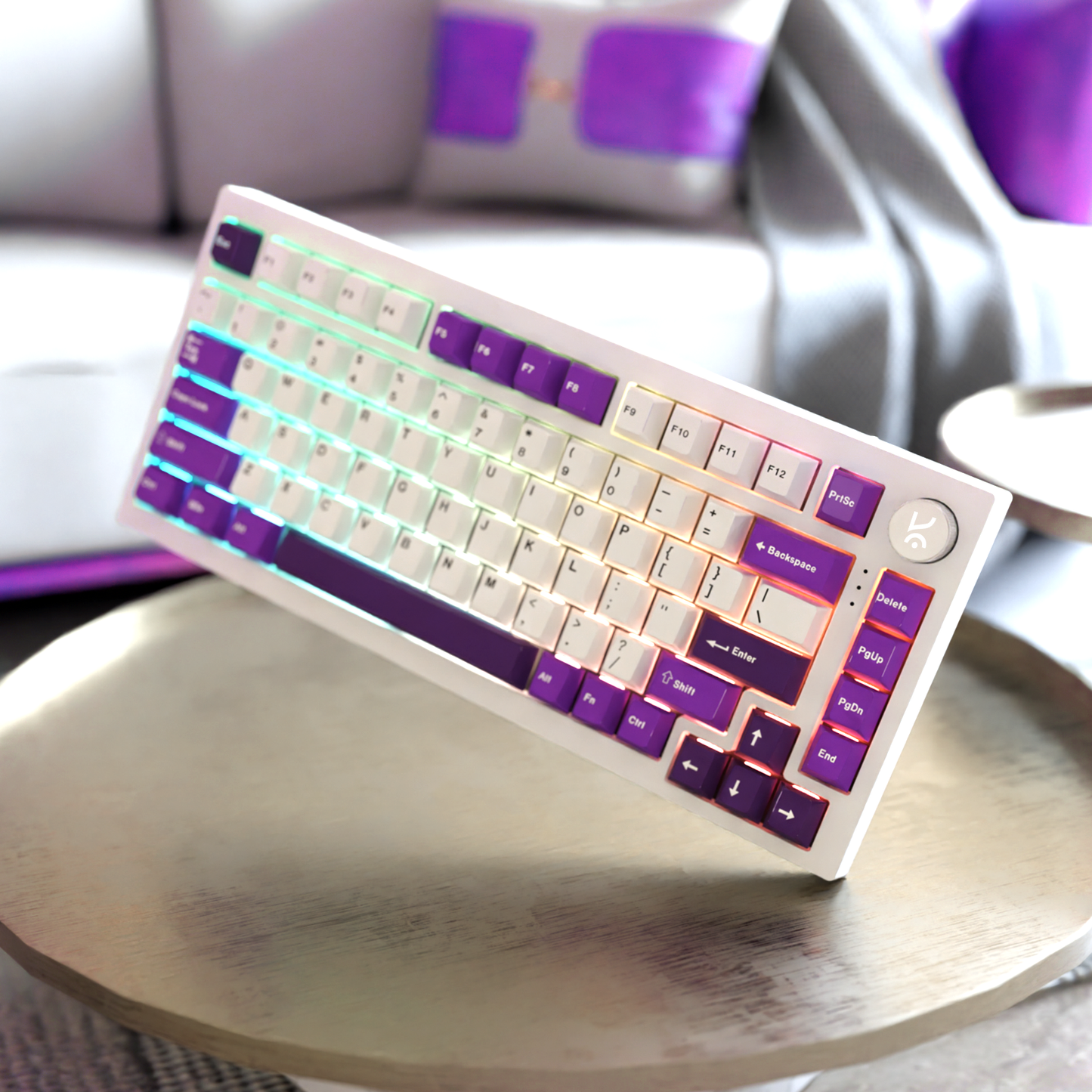 Swarm White Purple Wireless Gaming Keyboard Kreo