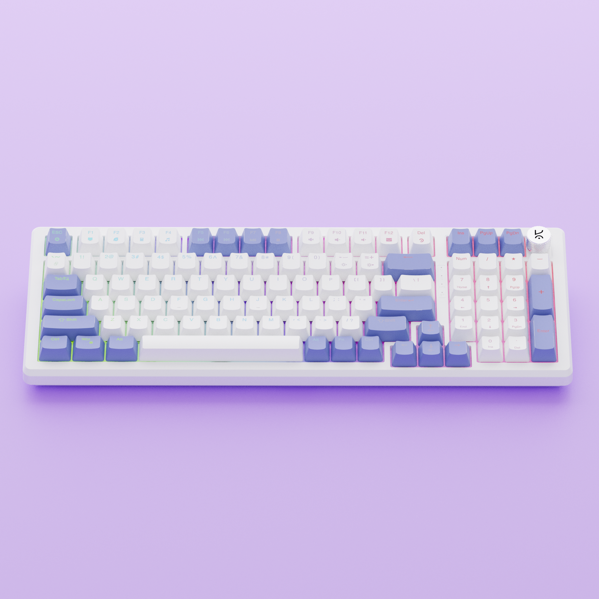 Hive Full-Size White - Purple Wired Gaming Keyboard Kreo