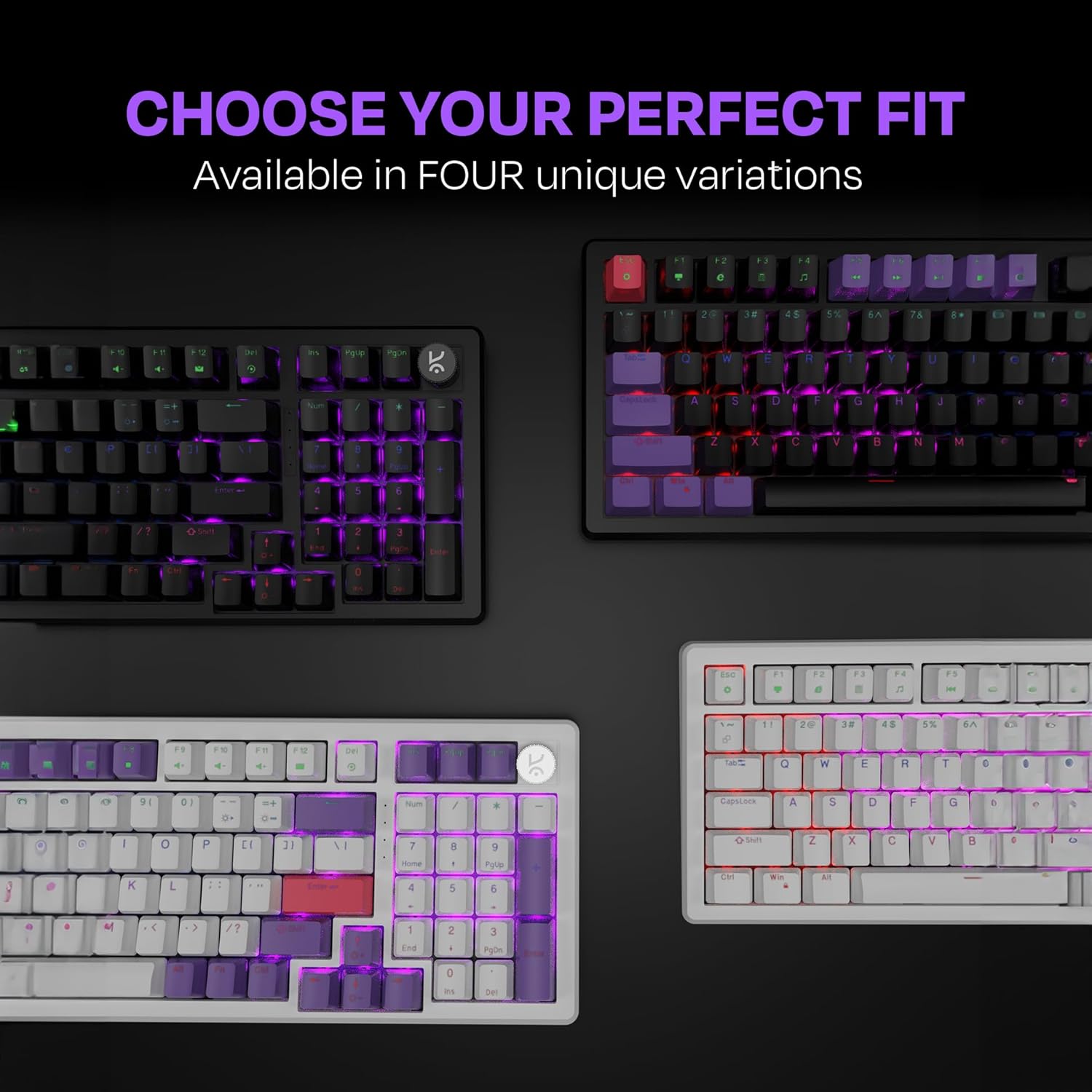 Hive Full-Size Black - Purple Wired Gaming Keyboard Kreo