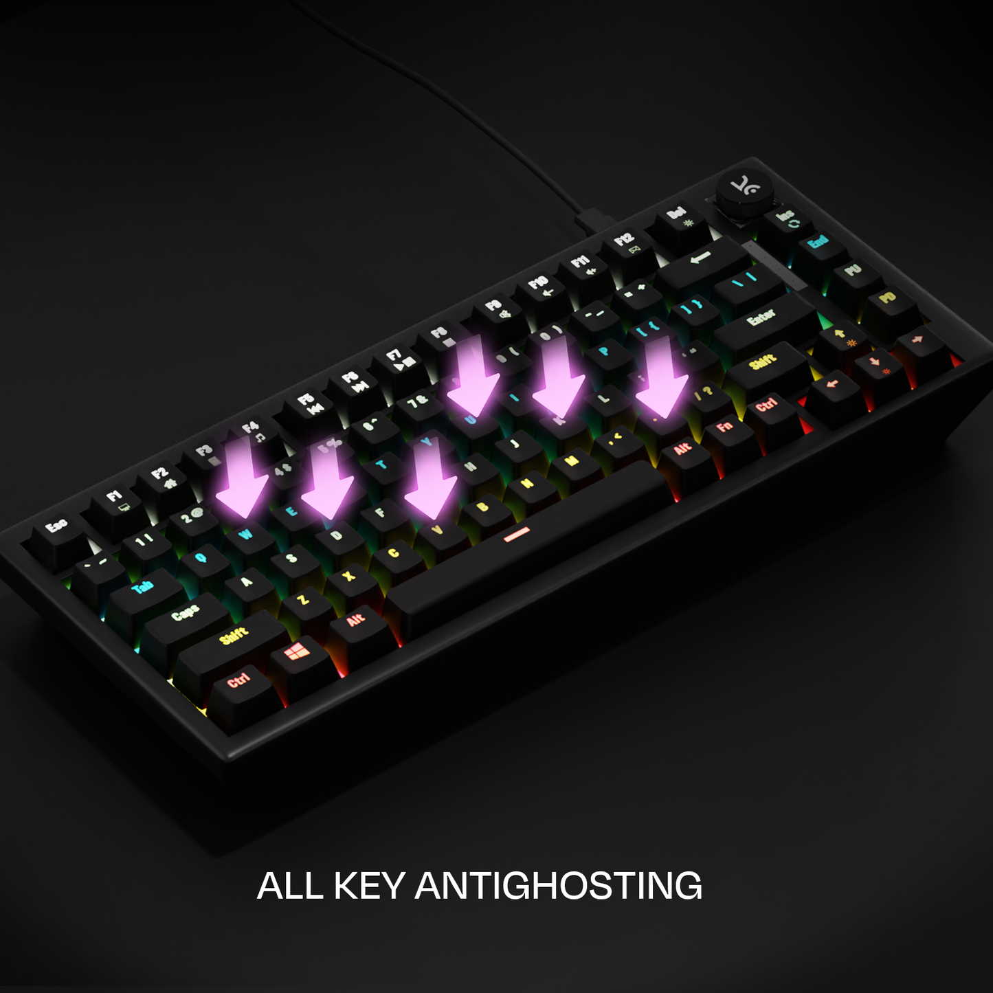 Hive All Black RGB Wired Gaming Keyboard Kreo