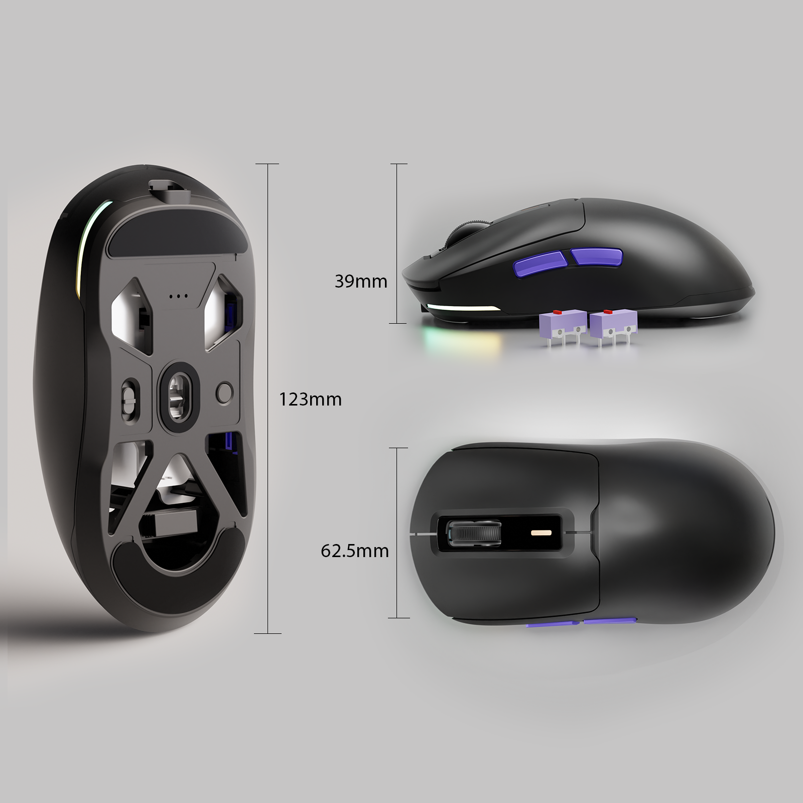 Pegasus 58g Ultra-Light Wireless Black Gaming Mouse Kreo