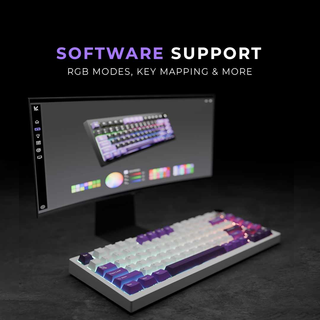 Swarm White Purple Wireless Gaming Keyboard Kreo