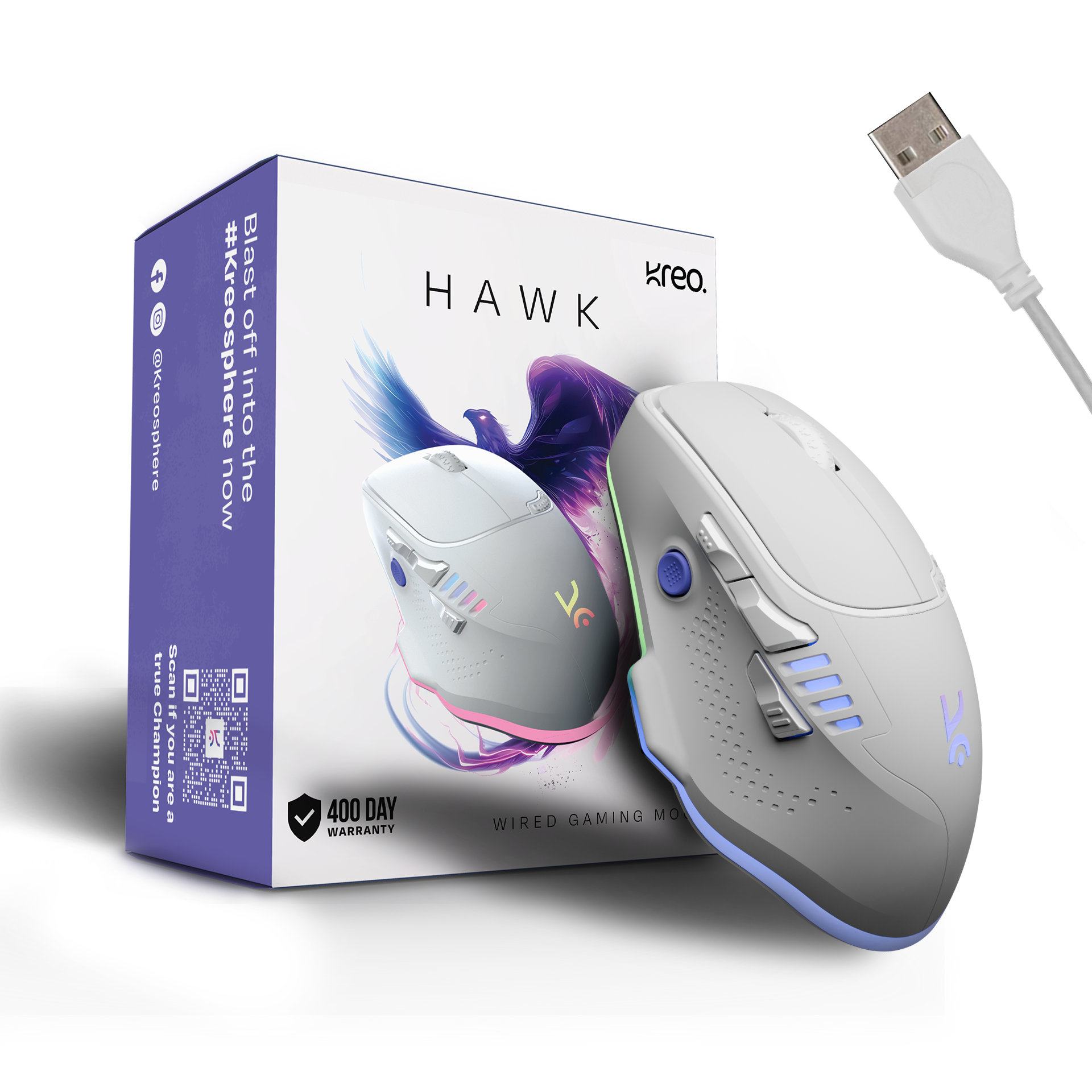 Hawk White Gaming Mouse (Hawk 2a)
