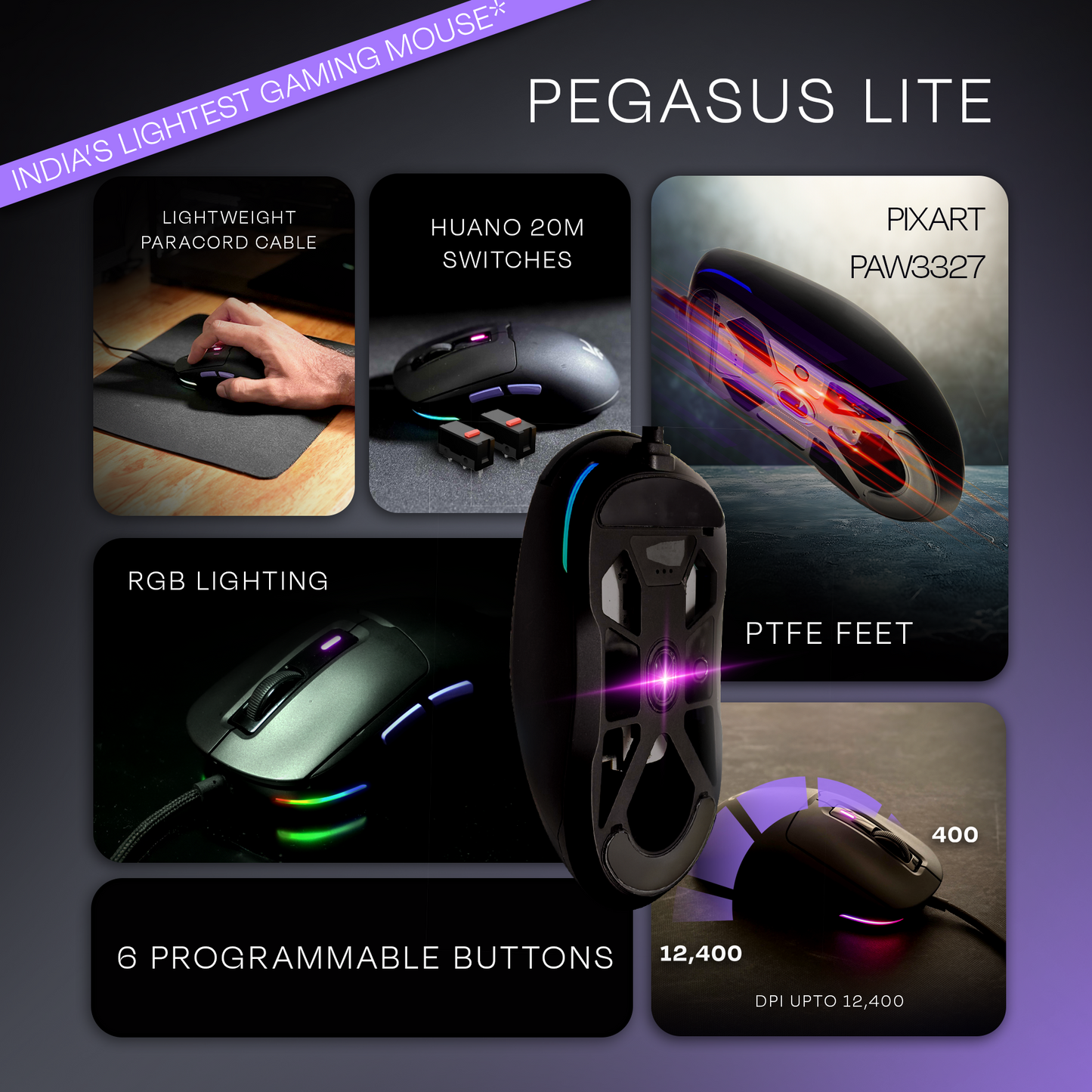 Pegasus 49g Ultra-Light Wired Gaming Mouse Kreo