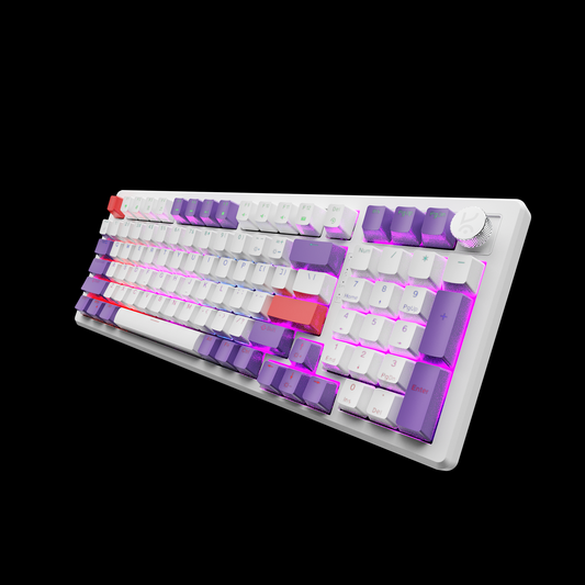 Hive Full-Size White - Purple Wired Gaming Keyboard Kreo