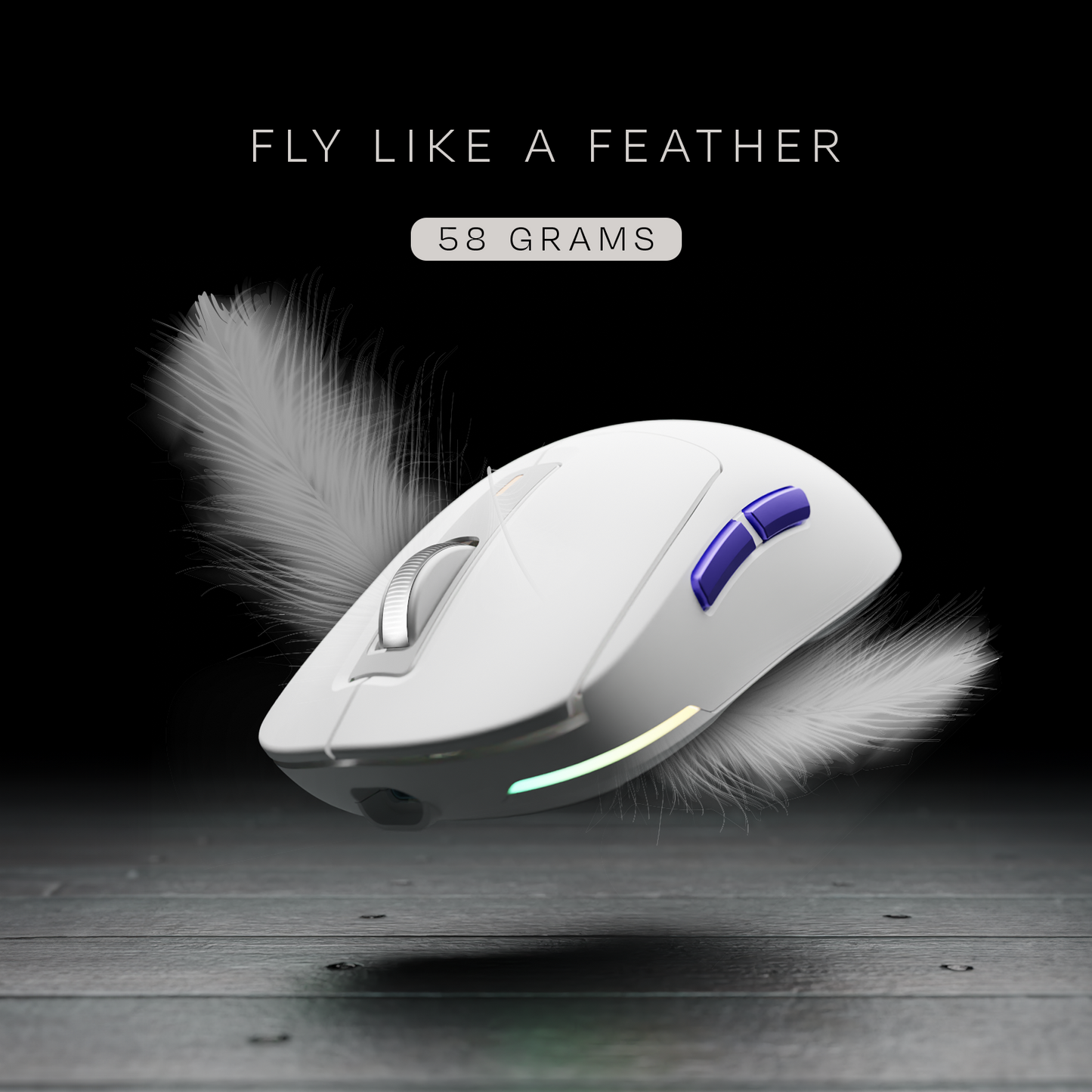 Pegasus 58g Ultra-Light Wireless White Gaming Mouse