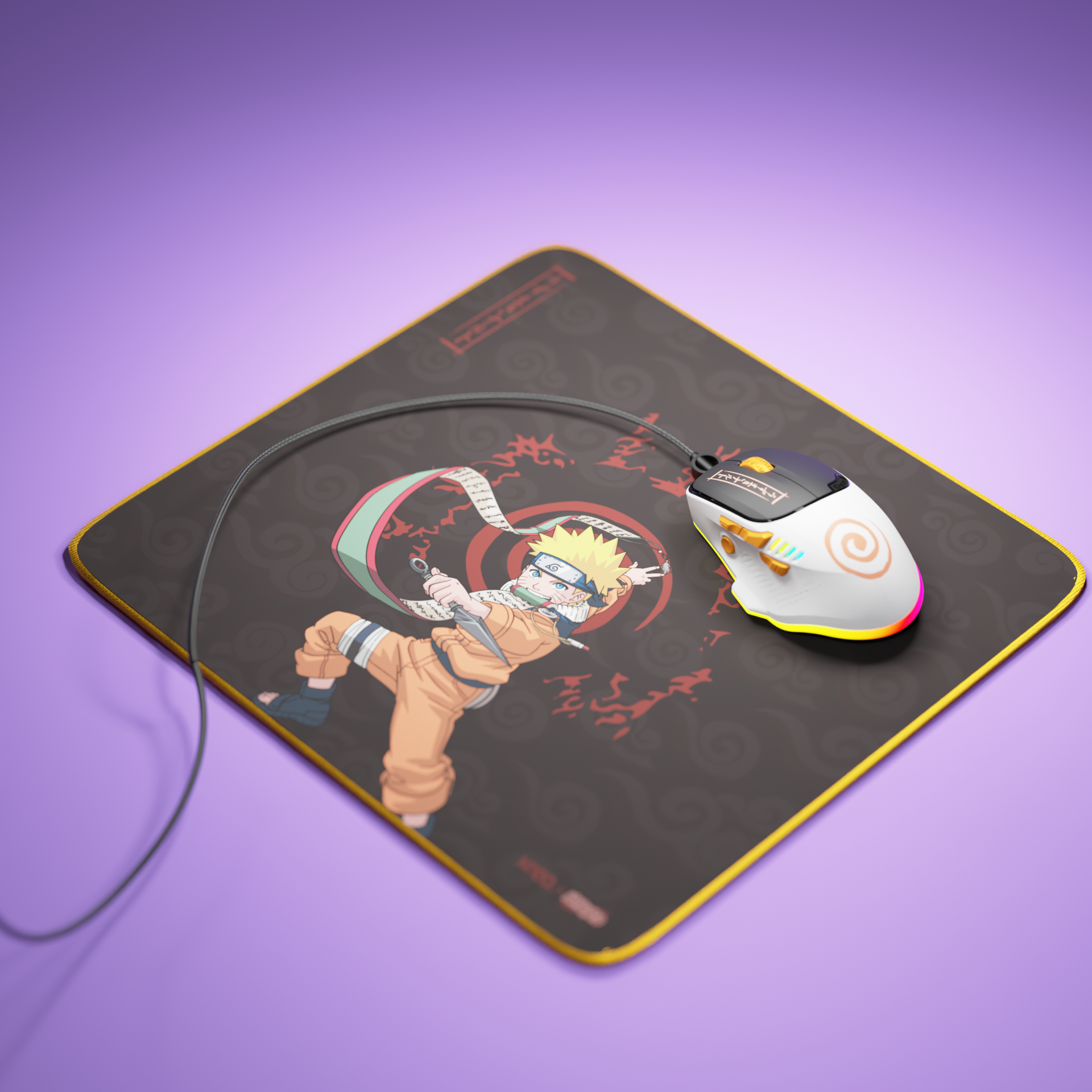 Hawk Naruto White Orange + Naruto Mousepad Combo Kreo