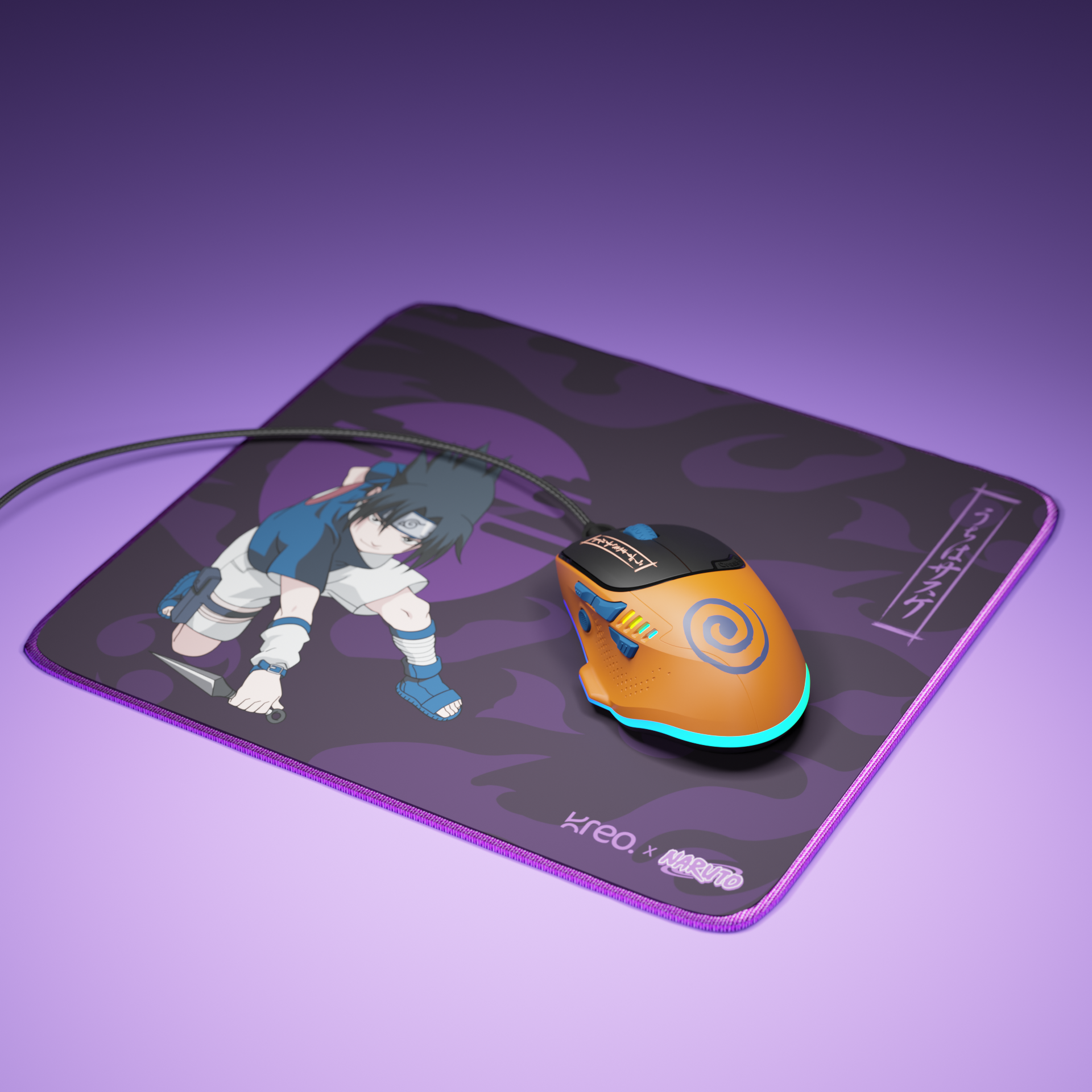 Hawk Naruto Black Orange + Sasuke Mousepad Combo Kreo