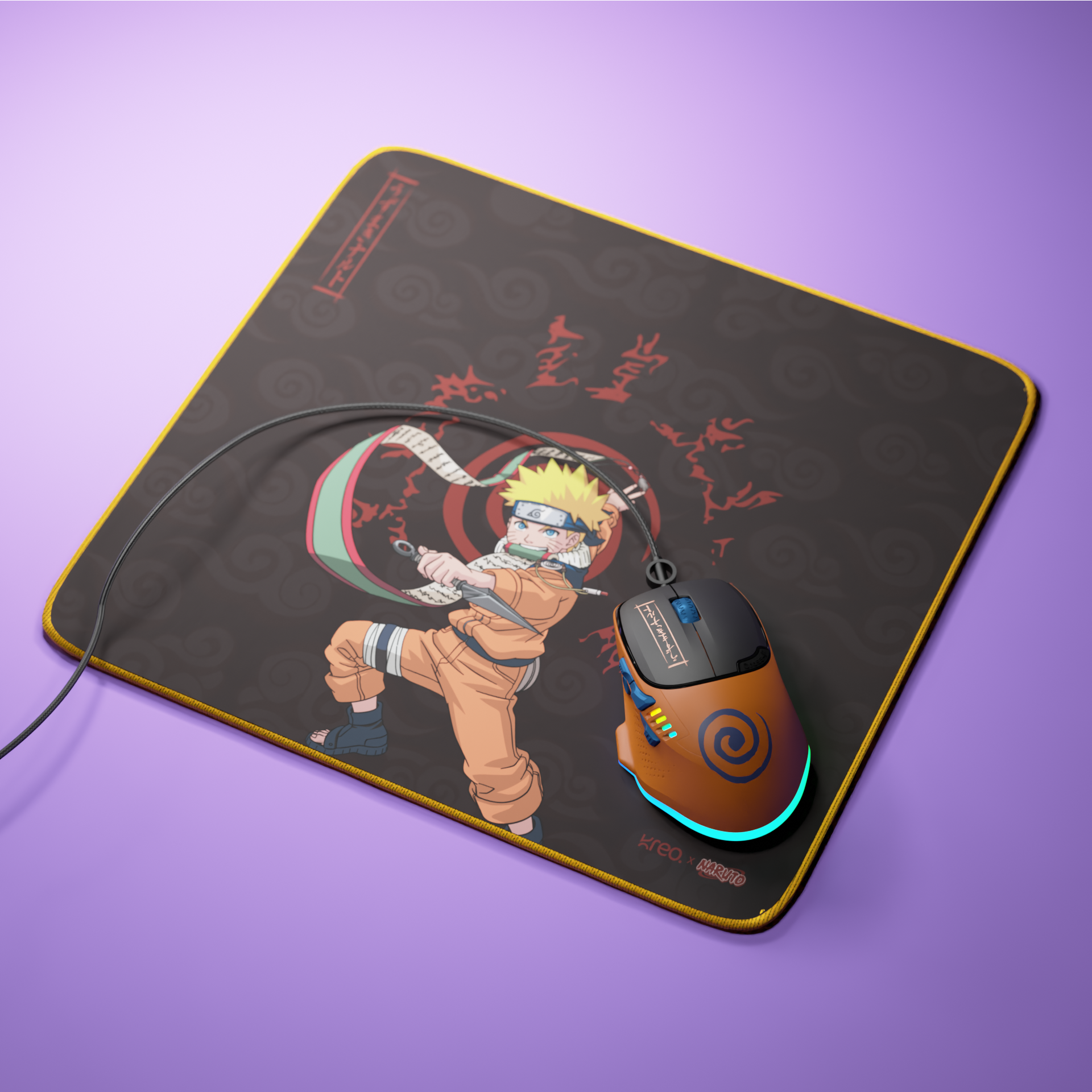 Hawk Naruto Black Orange + Naruto Mousepad Combo Kreo