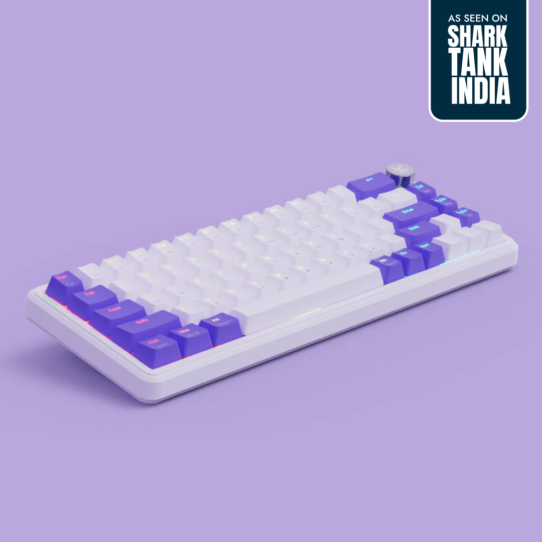 Hive65 White Purple Wired Mechanical Gaming Keyboard