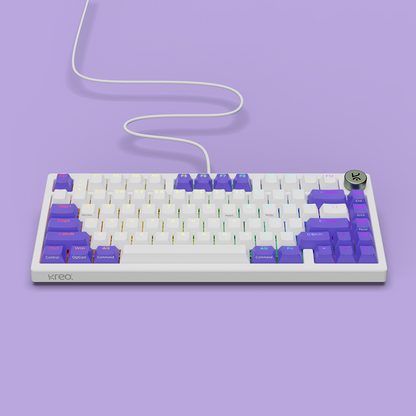 Hive75 V2 White Purple Wired Mechanical Gaming Keyboard