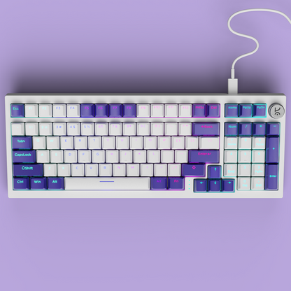 Hive98 V2 White Purple Wired Mechanical Gaming Keyboard