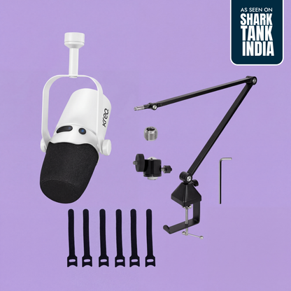 Kast White Dynamic Mic + Rod Pro Boom Arm Combo