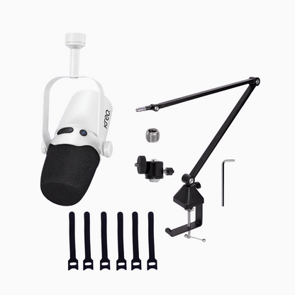 Kast White Dynamic Mic + Rod Pro Boom Arm Combo