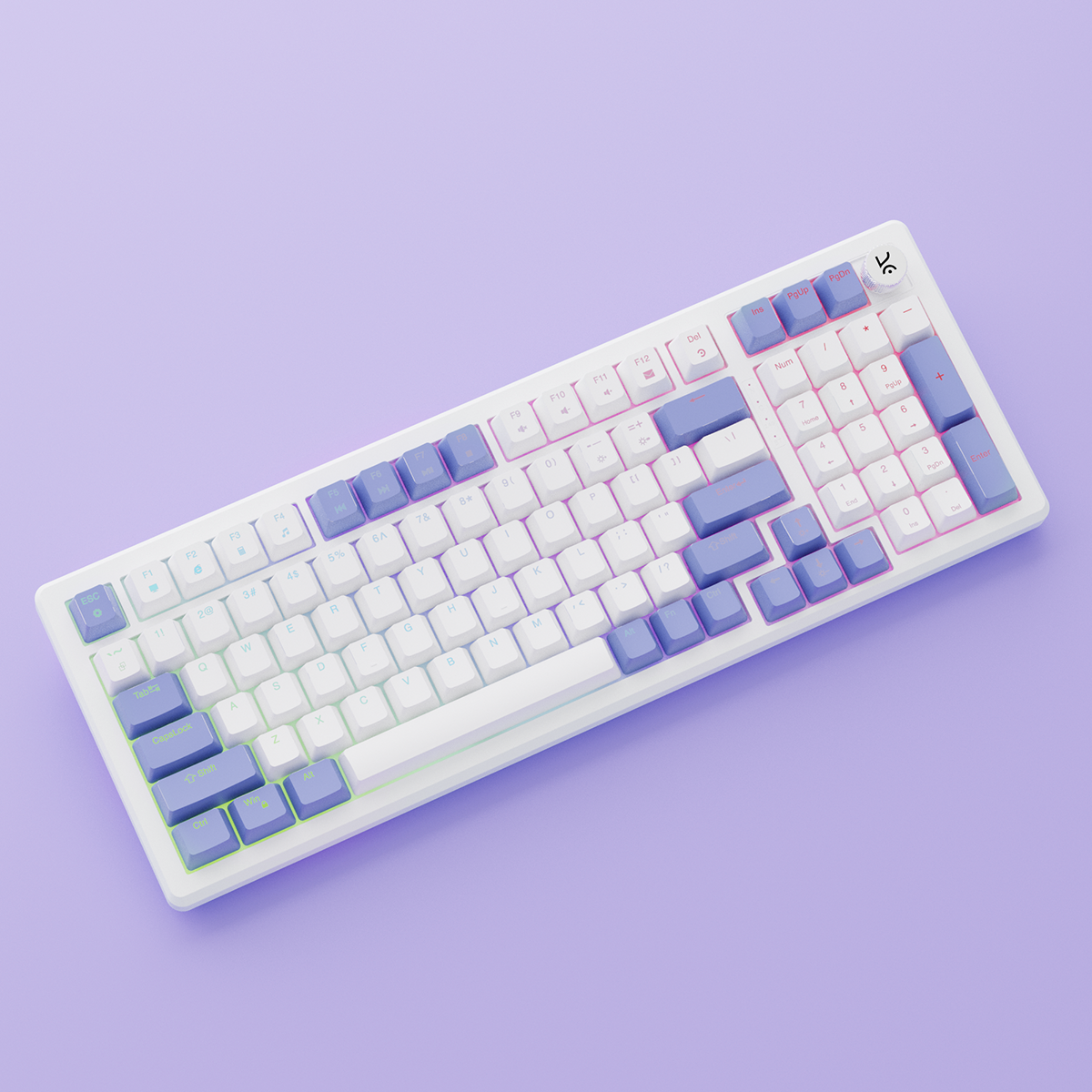 Hive Full-Size White - Purple Wired Gaming Keyboard Kreo