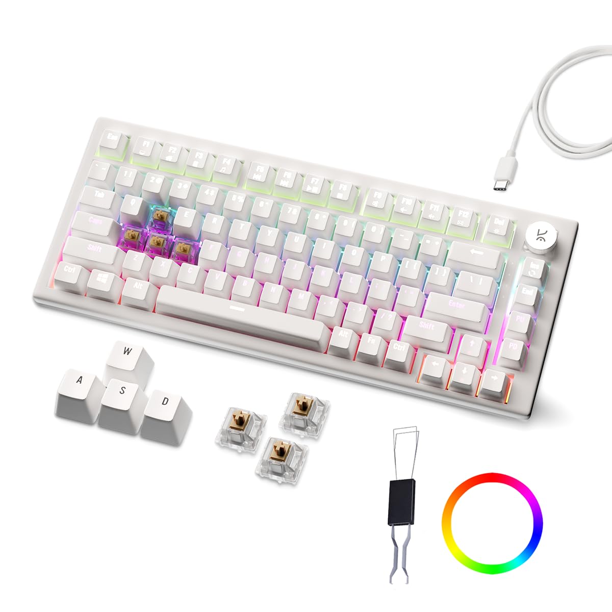 Hive All White RGB Wired Gaming Keyboard Kreo