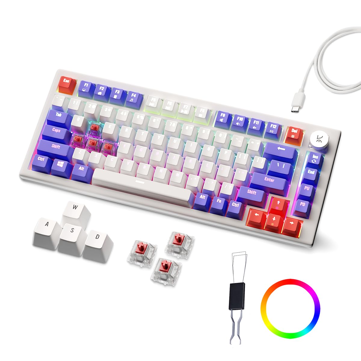 Hive White-Purple Wired Gaming Keyboard Kreo