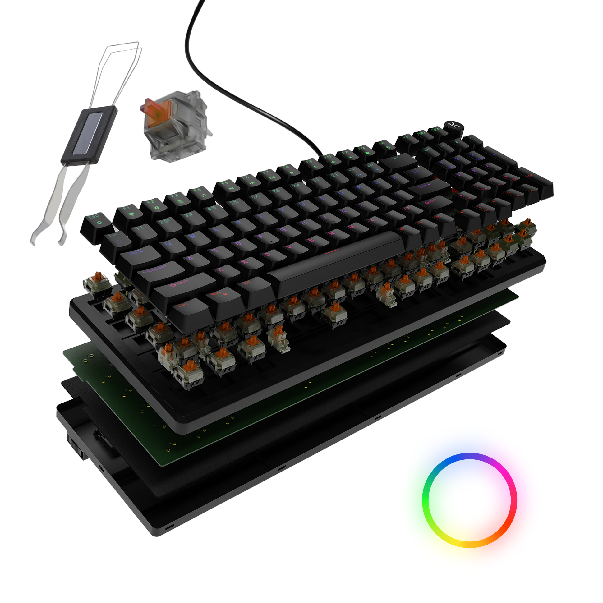 Hive Full-Size All Black Wired Gaming Keyboard Kreo